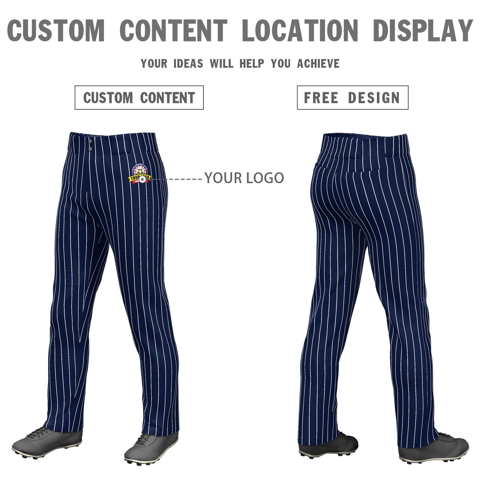 Custom Cadmium Orange Royal Pinstripe Fit Stretch Practice Pull  Up Baseball Pants