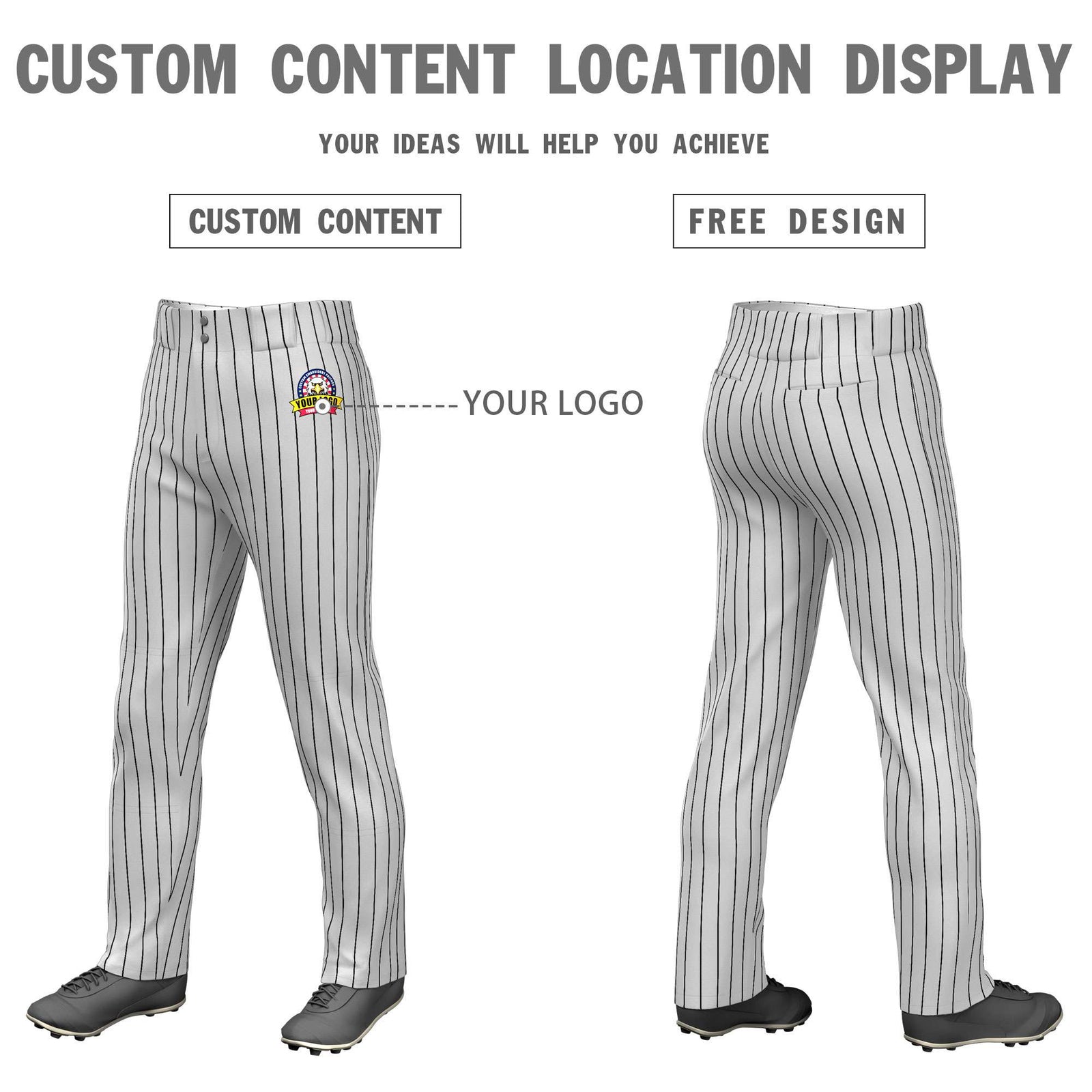 Custom Navy White Pinstripe Fit Stretch Practice Pull  Up Baseball Pants