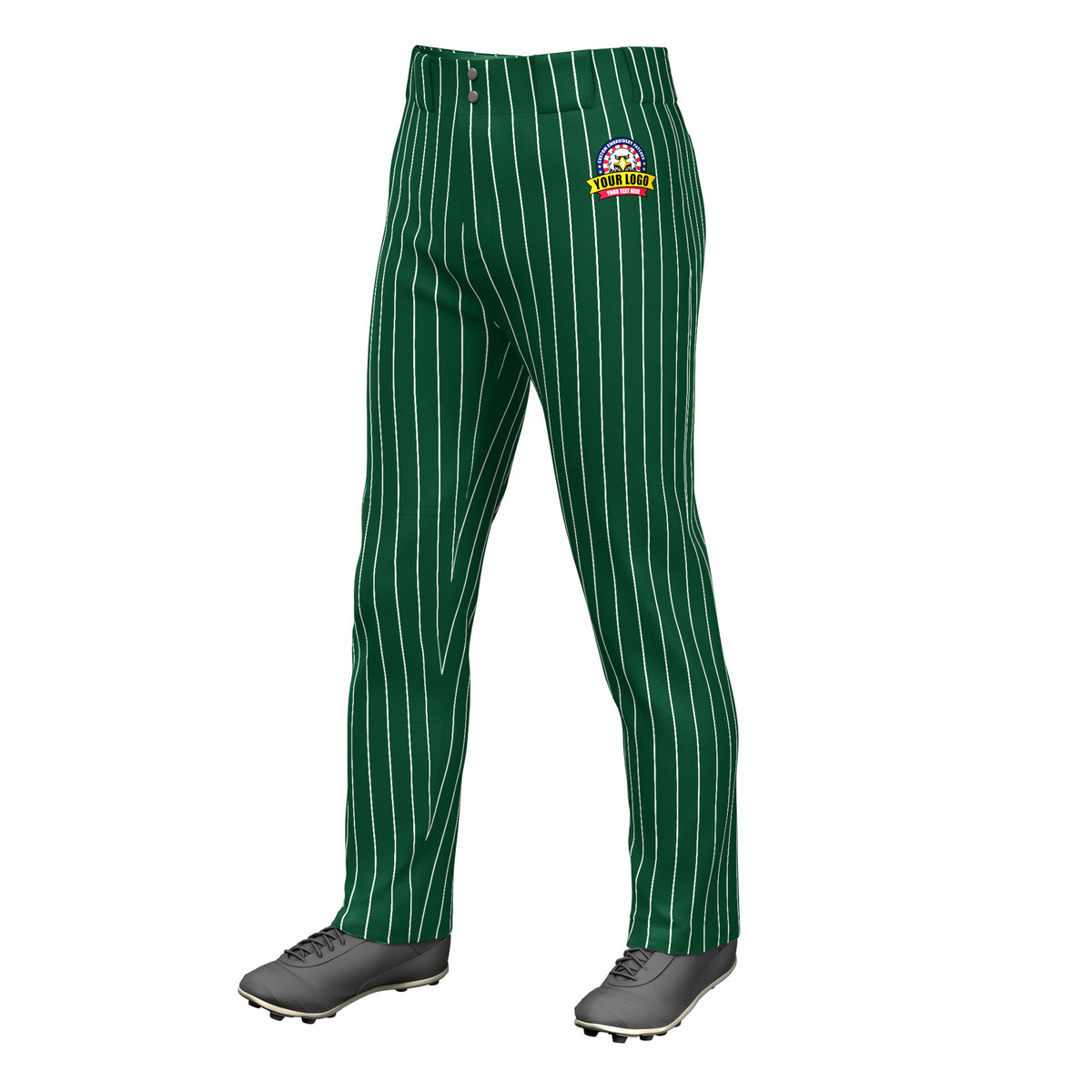 Custom Green White Pinstripe Fit Stretch Practice Loose-fit Baseball Pants