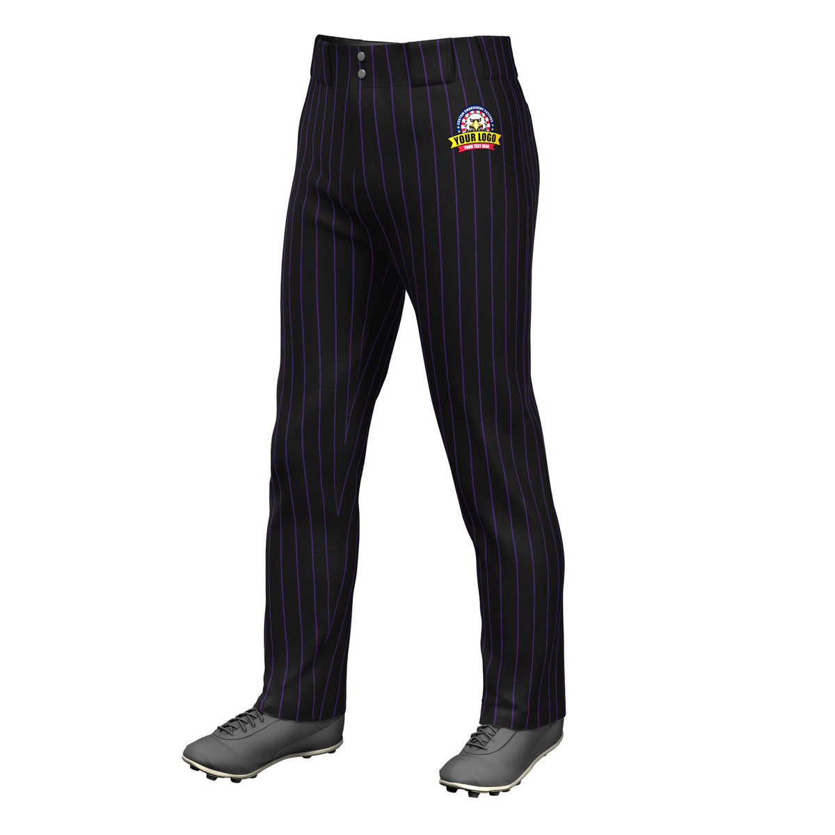 Custom Black Purple Pinstripe Fit Stretch Practice Loose-fit Baseball Pants