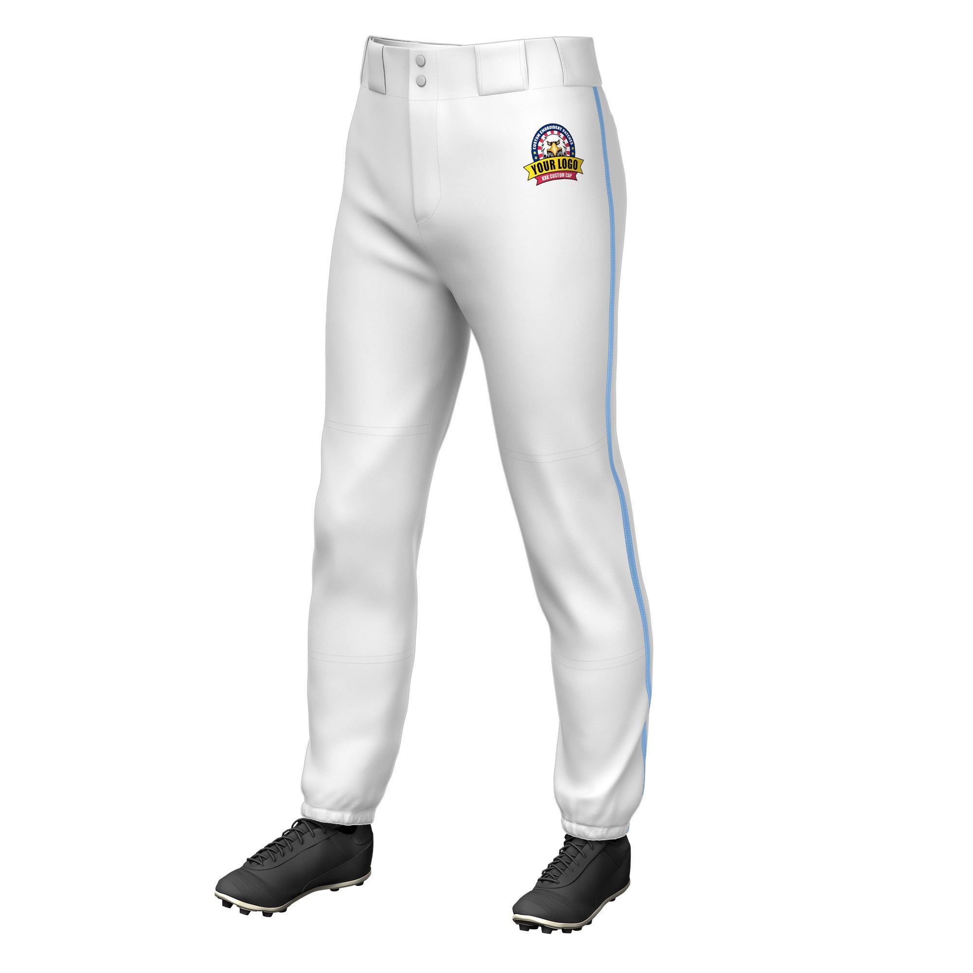 Custom Purple Powder Blue Pinstripe Fit Stretch Practice Pull  Up Baseball Pants