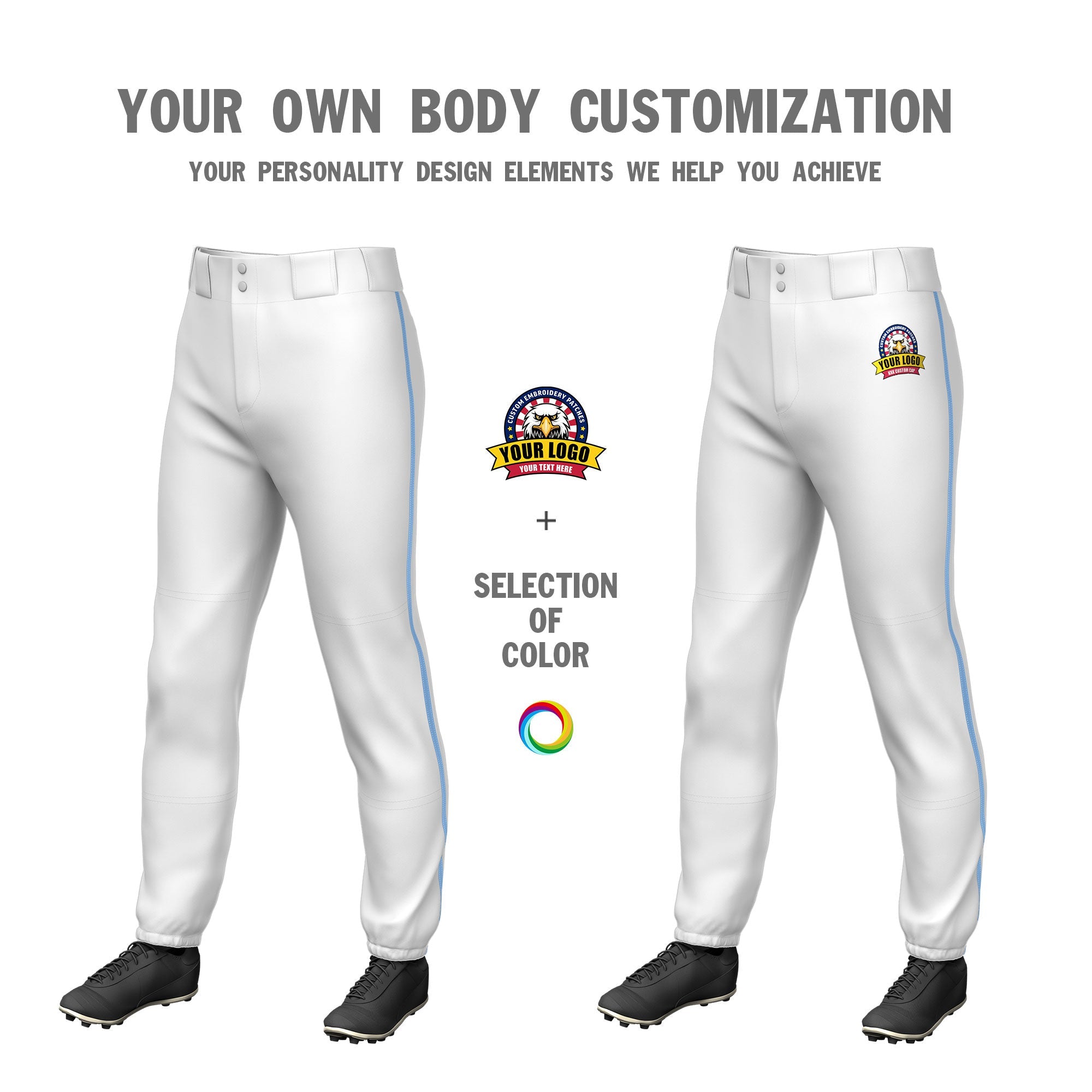 Custom Purple Powder Blue Pinstripe Fit Stretch Practice Pull  Up Baseball Pants