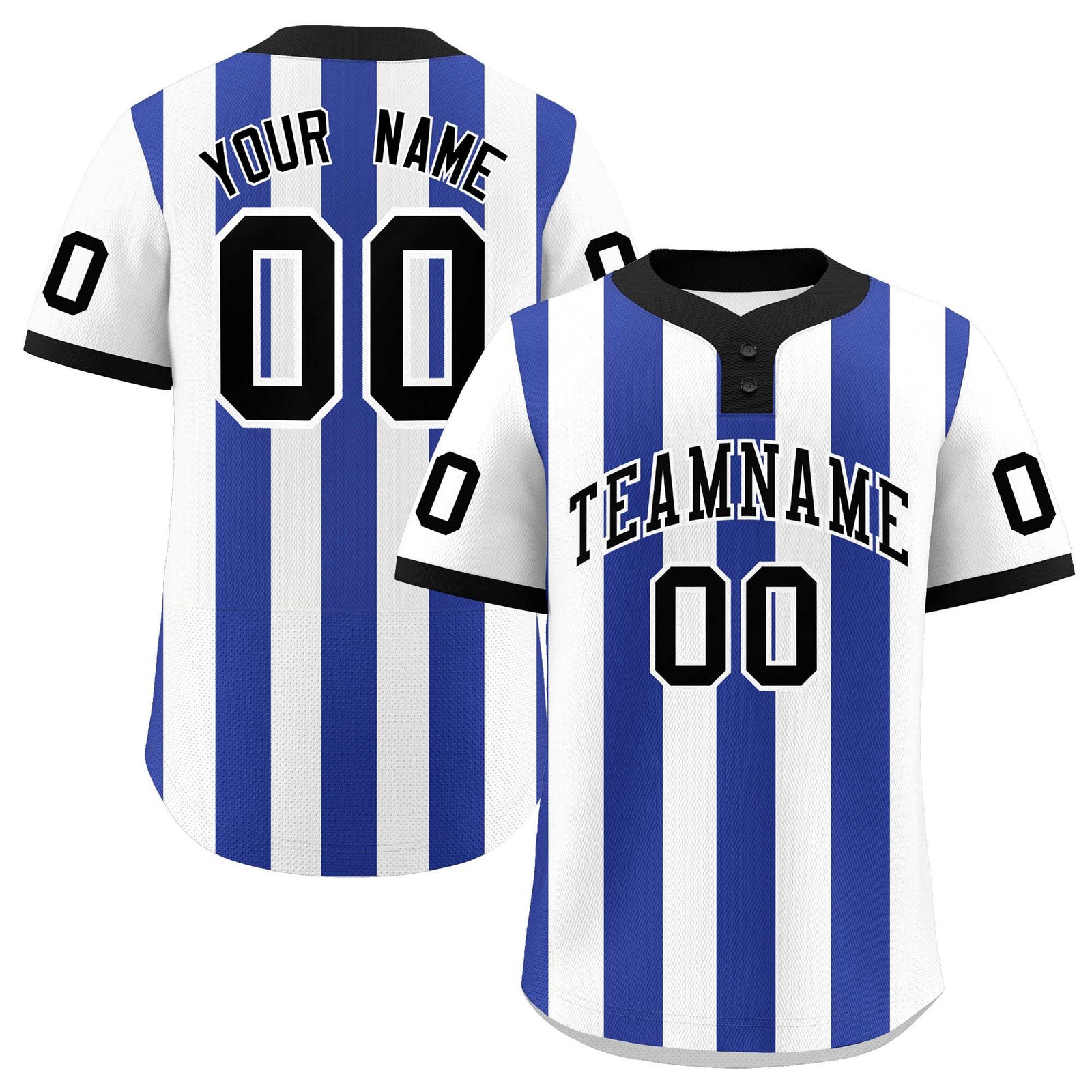 Custom White Royal Stripe Fashion Authentic Two-Button Softball Jersey