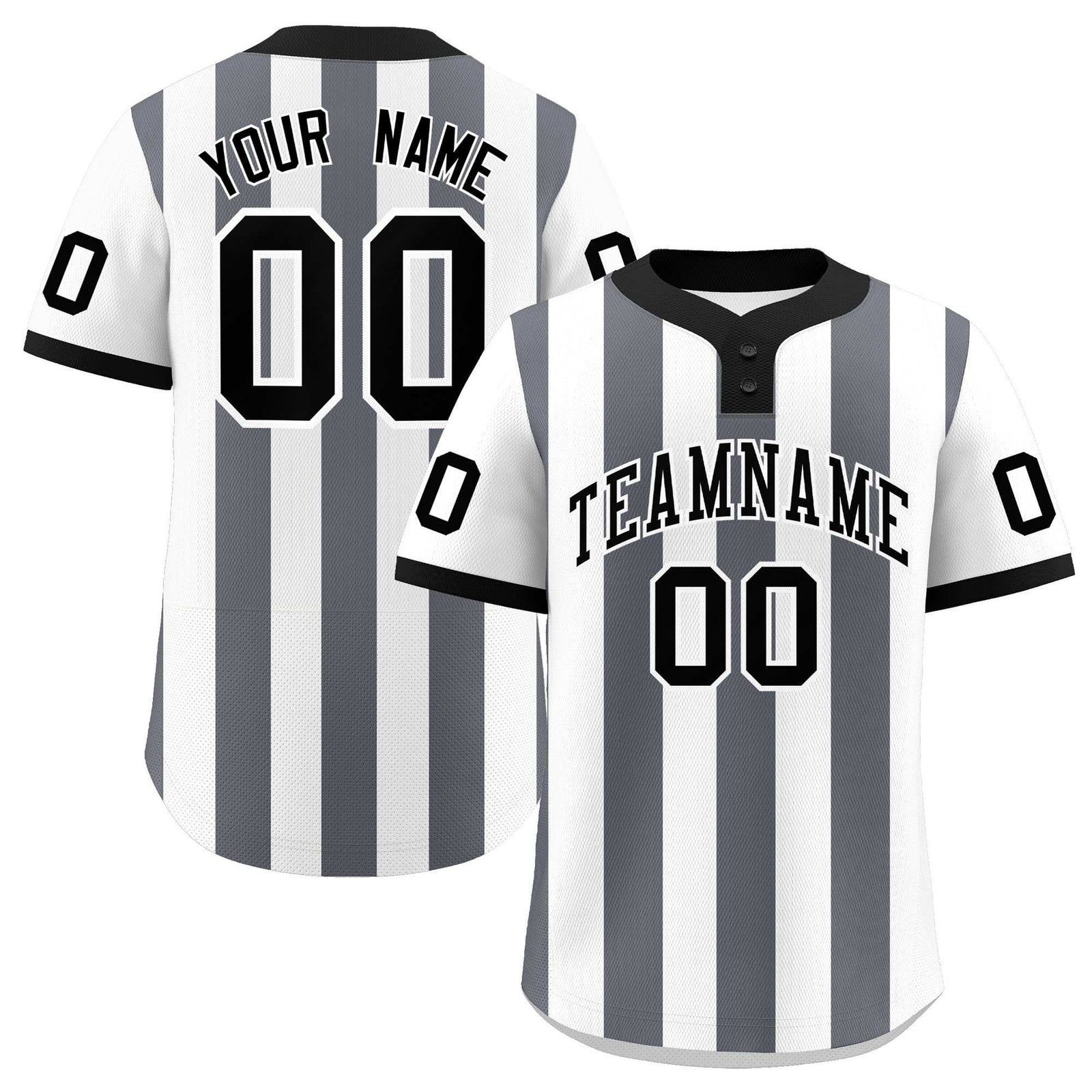 Custom White Dark Gray Stripe Fashion Authentic Two-Button Softball Jersey