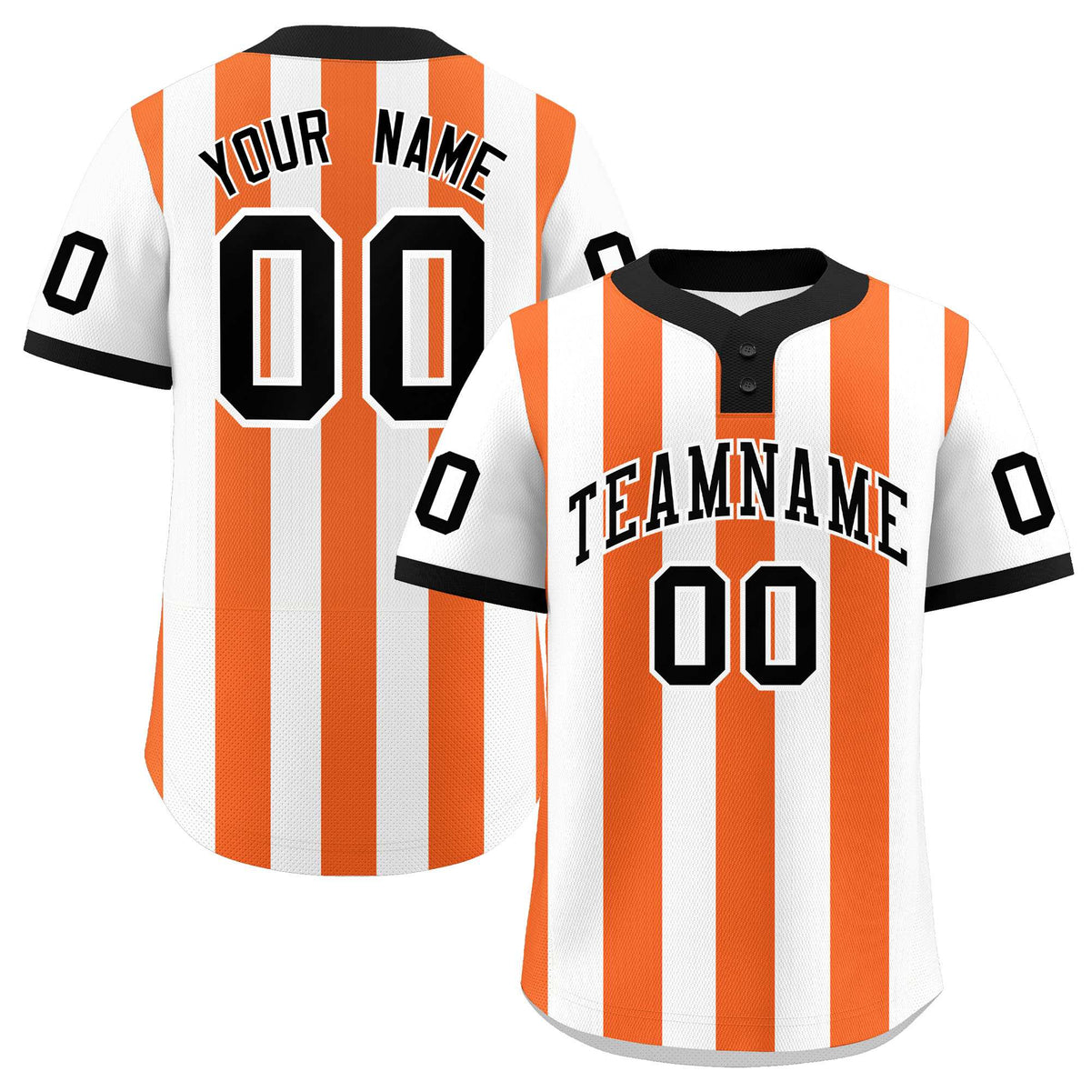 Custom White Orange Stripe Fashion Authentic Two-Button Softball Jersey