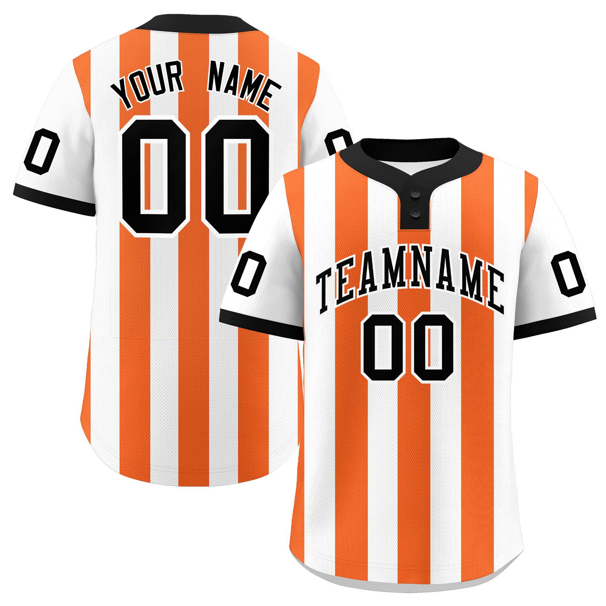Custom White Orange Stripe Fashion Authentic Two-Button Baseball Jersey