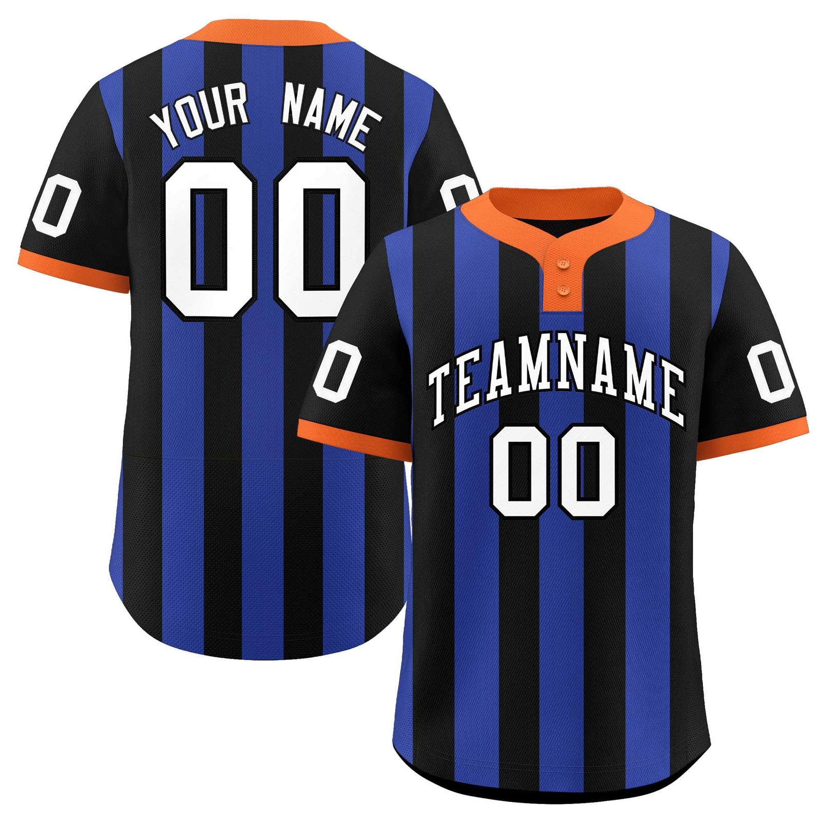 Custom Black Royal Stripe Fashion Authentic Two-Button Softball Jersey