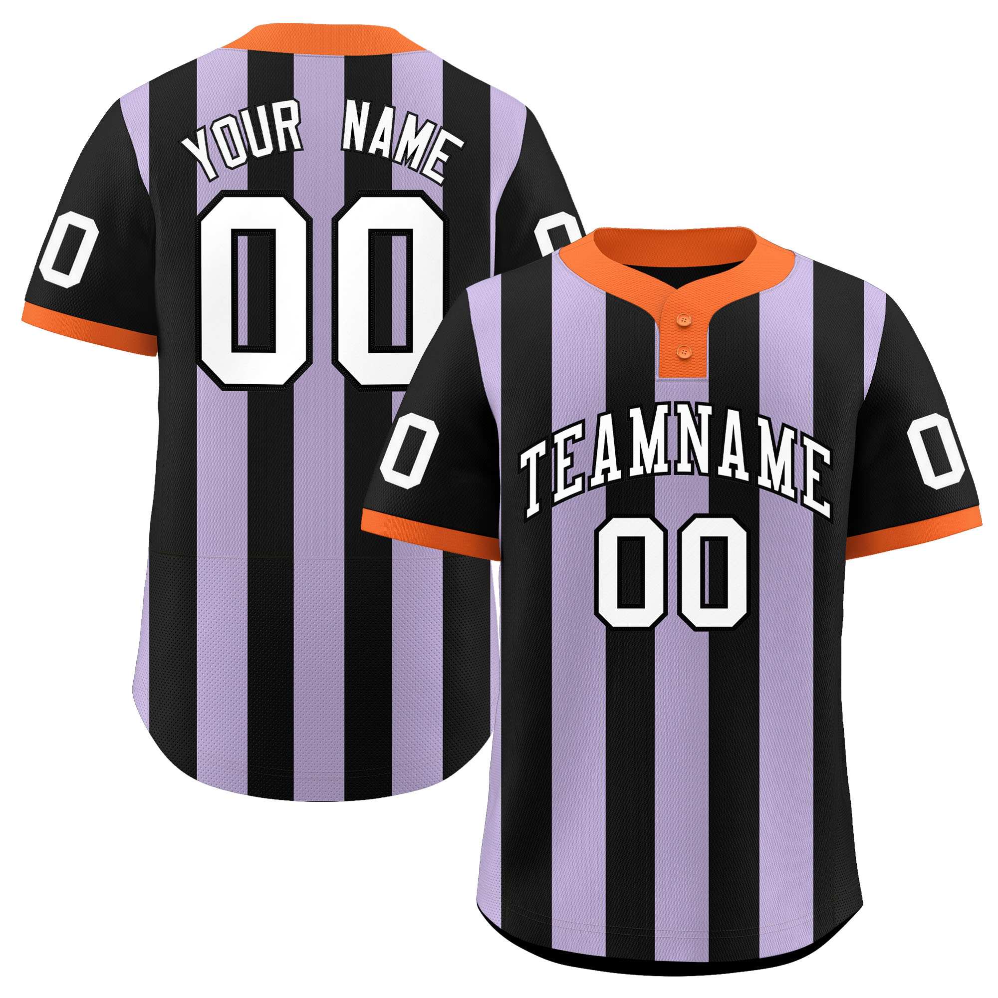 Custom Black Light Purple Stripe Fashion Authentic Two-Button Softball Jersey