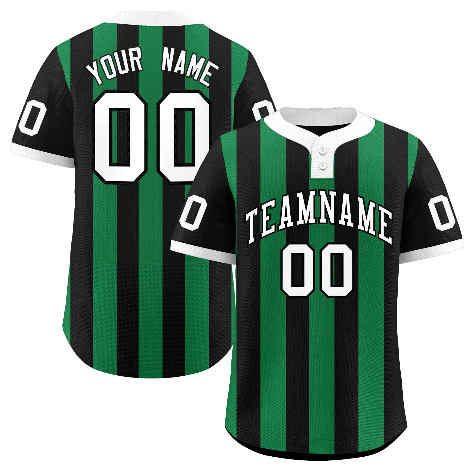 Custom Black Kelly Green Stripe Fashion Authentic Two-Button Softball Jersey