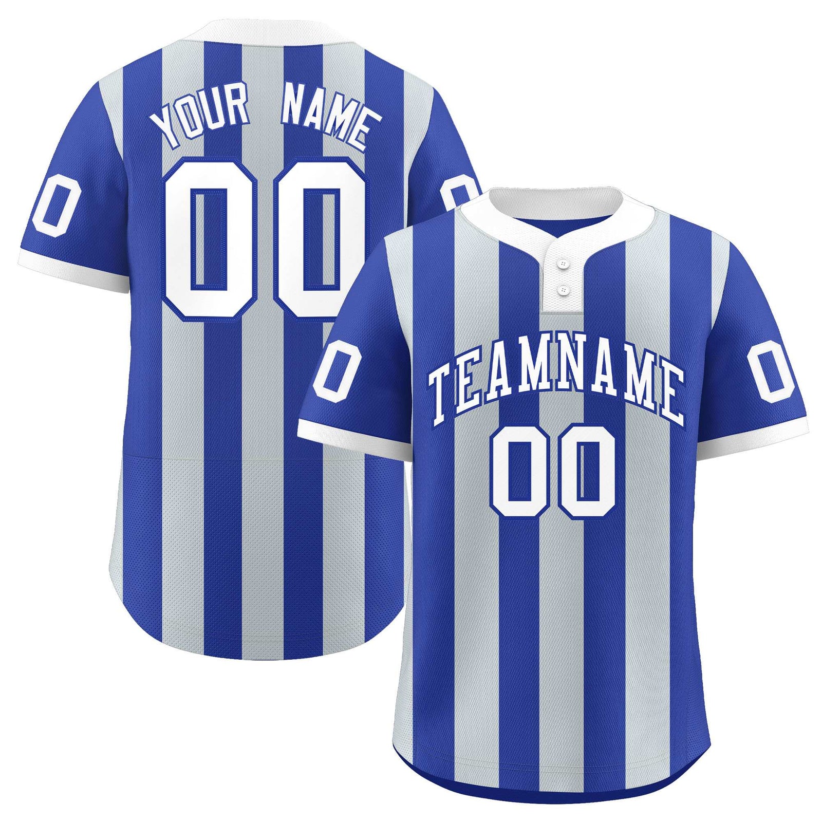 Custom Royal Silver Stripe Fashion Authentic Two-Button Softball Jersey