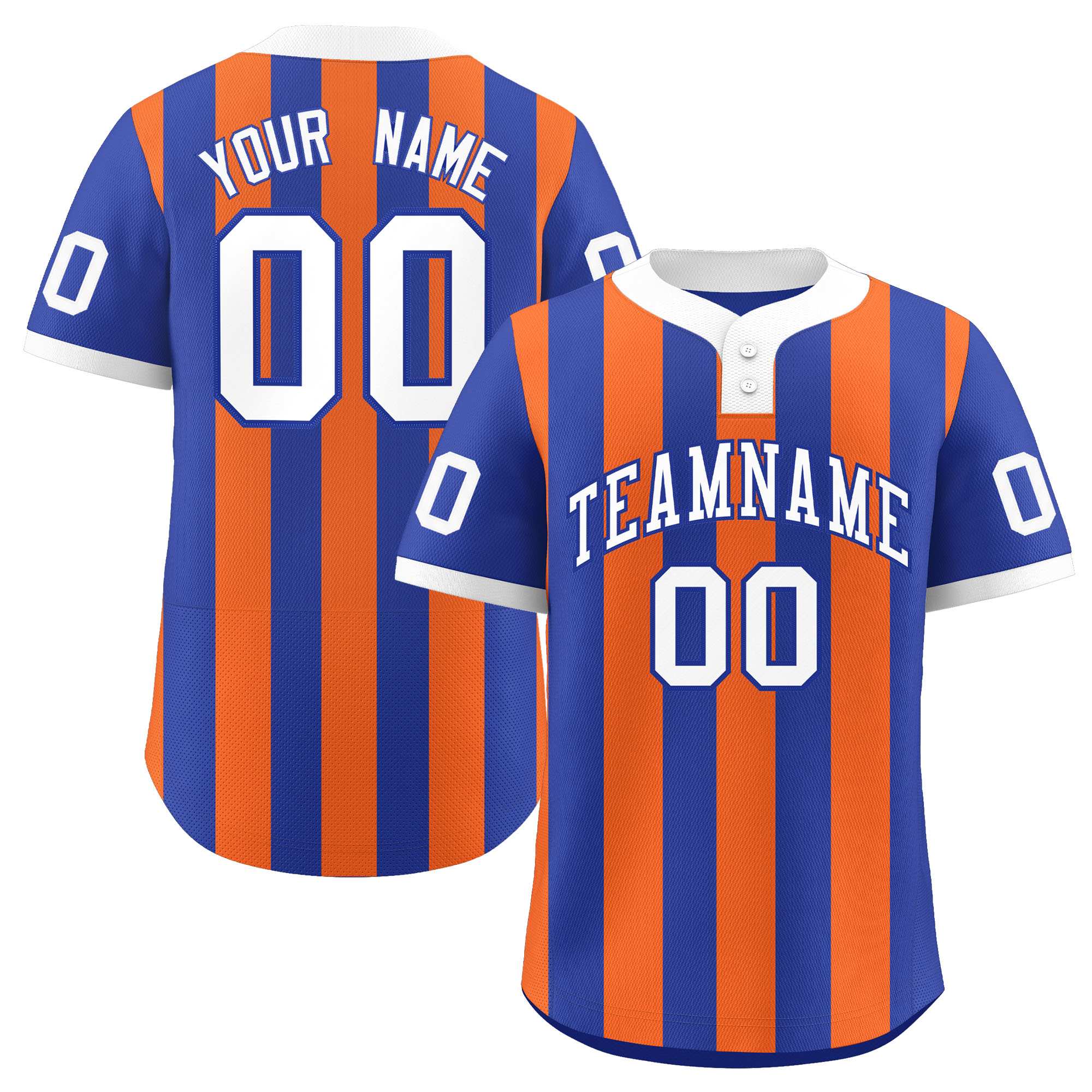 Custom Royal Orange Stripe Fashion Authentic Two-Button Softball Jersey