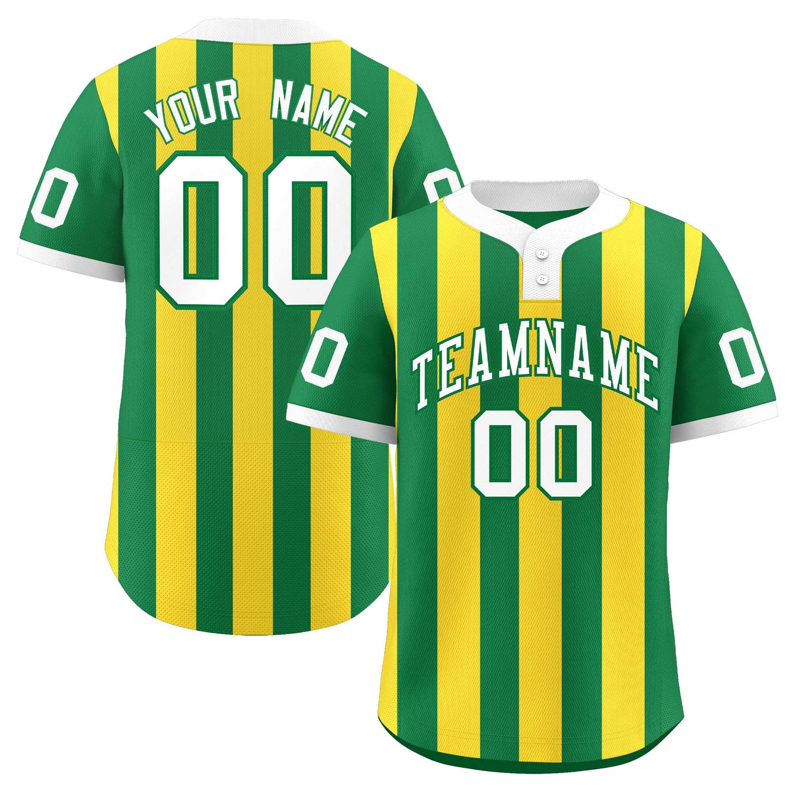 Custom Kelly Green Gold Stripe Fashion Authentic Two-Button Softball Jersey