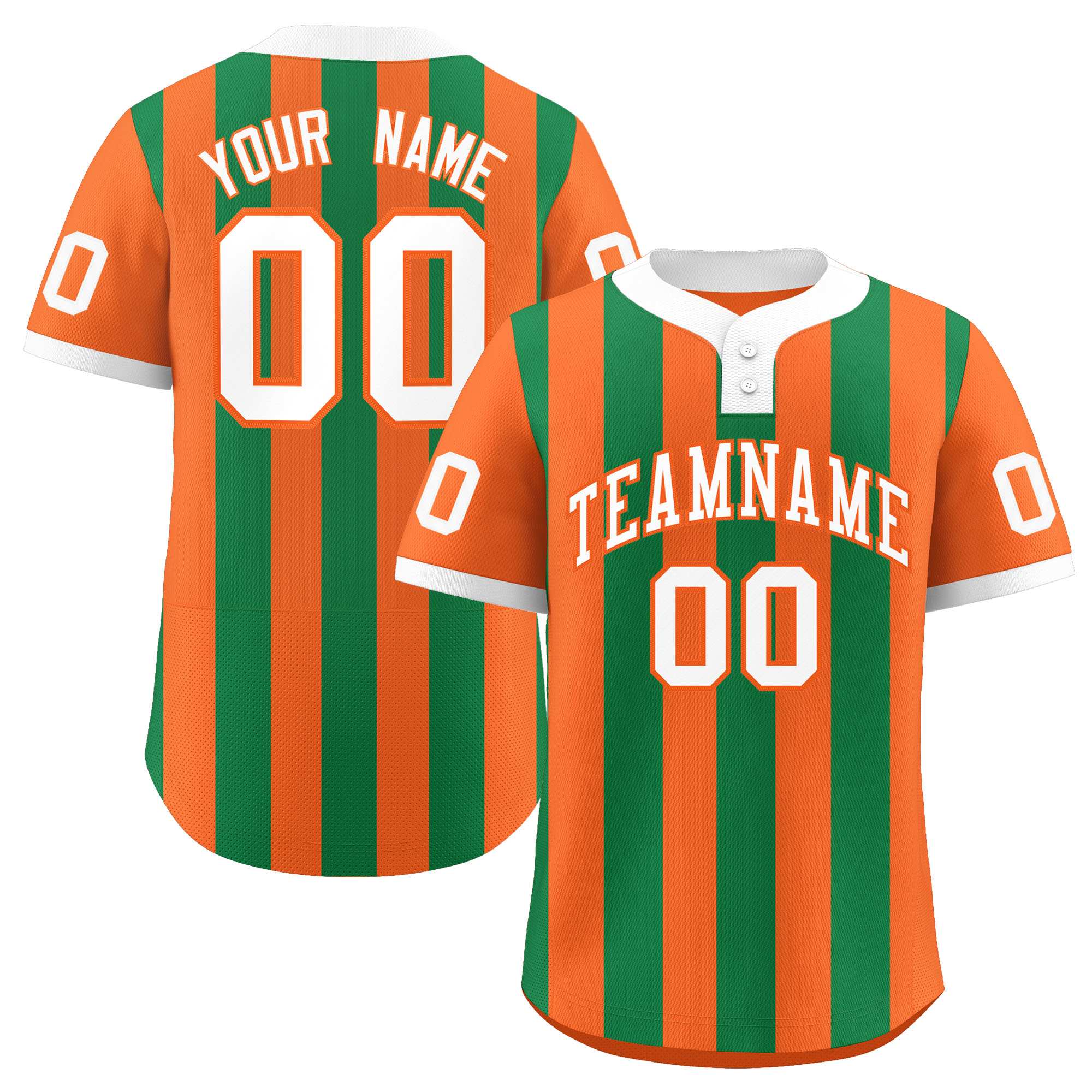 Custom Orange Kelly Green Stripe Fashion Authentic Two-Button Softball Jersey