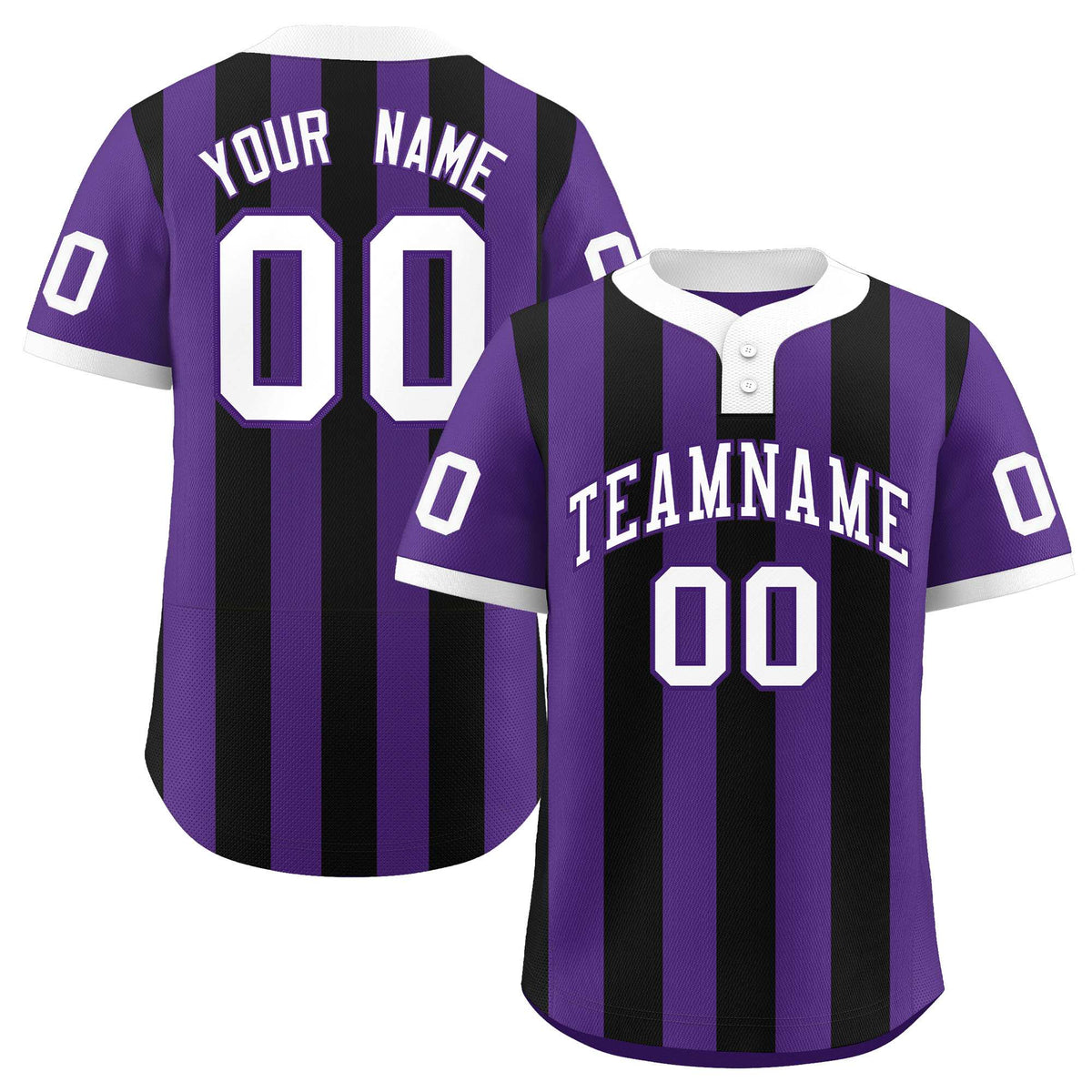 Custom Purple Black Stripe Fashion Authentic Two-Button Softball Jersey