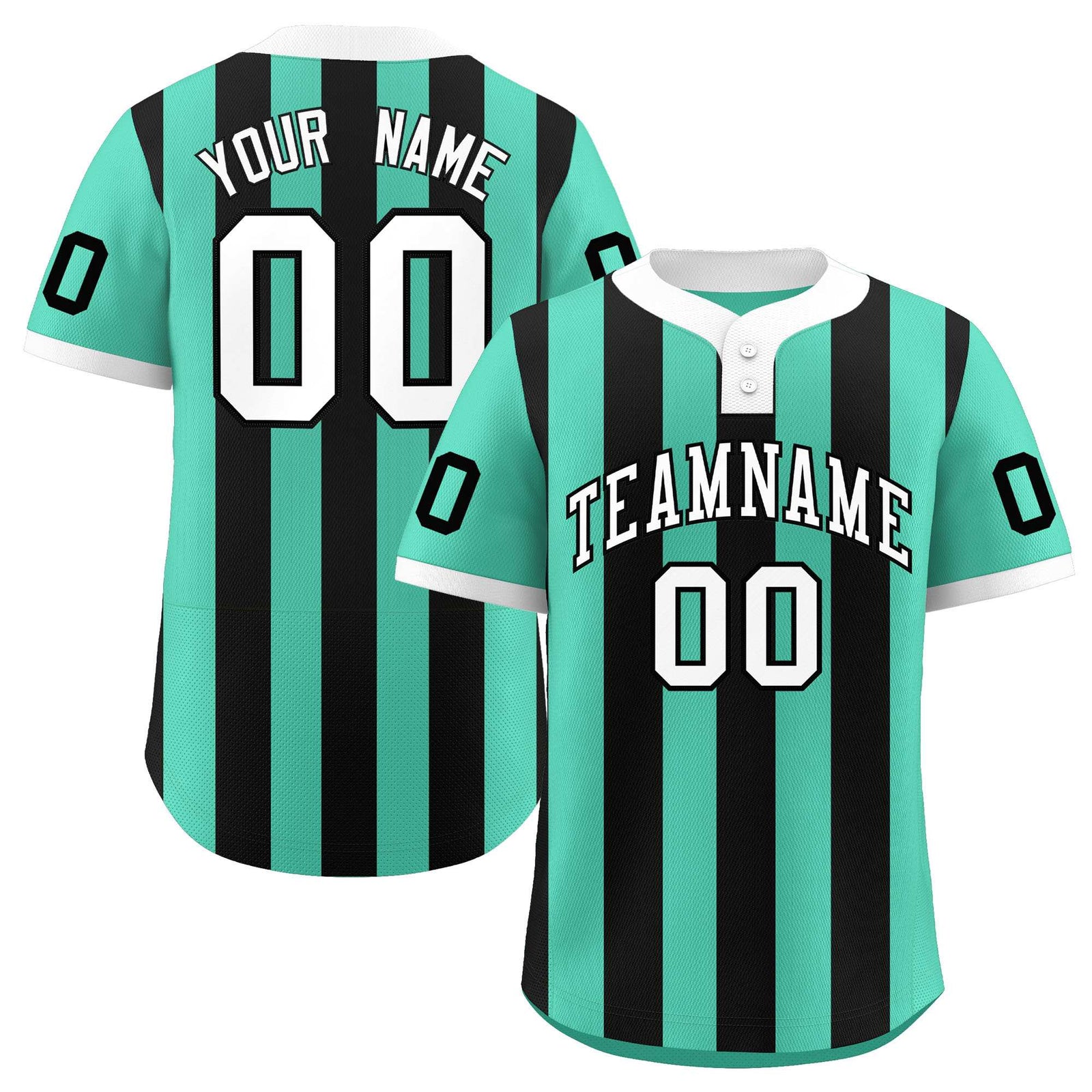 Custom Bright Green Black Stripe Fashion Authentic Two-Button Softball Jersey