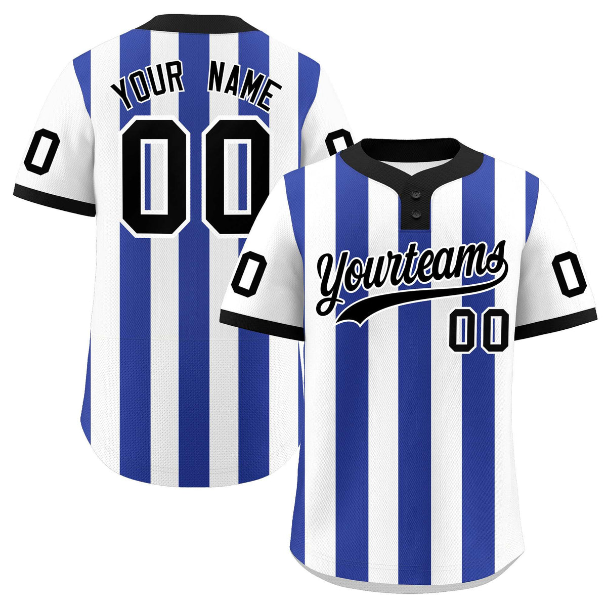 Custom White Royal Stripe Fashion Authentic Two-Button Softball Jersey
