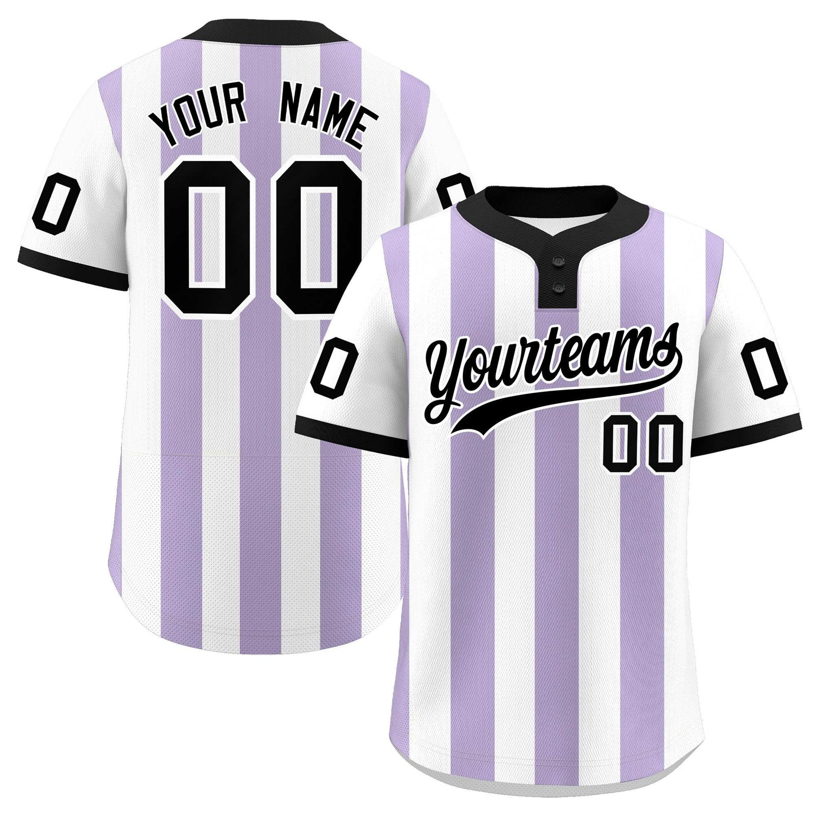 Custom White Light Purple Stripe Fashion Authentic Two-Button Softball Jersey