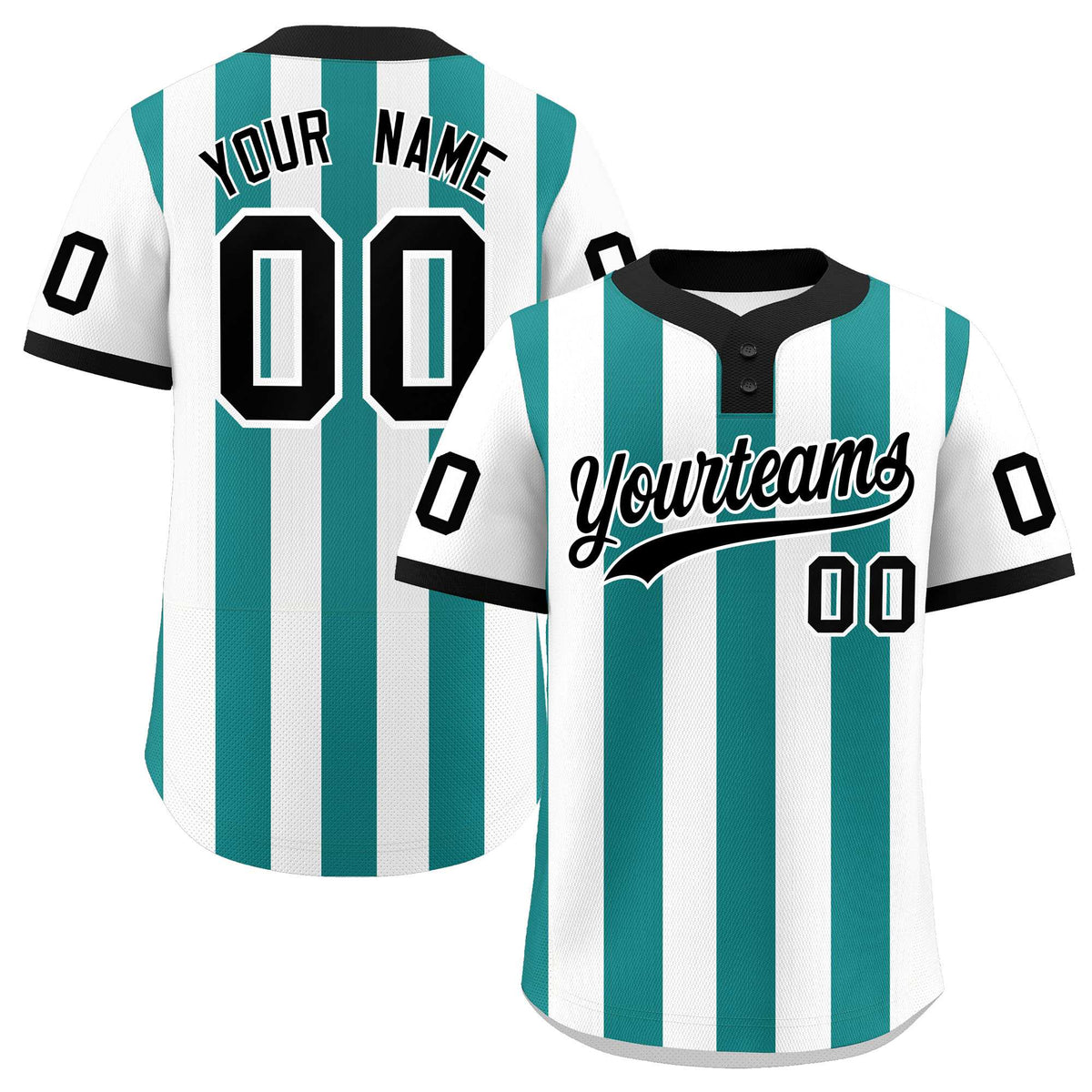 Custom White Aqua Stripe Fashion Authentic Two-Button Softball Jersey