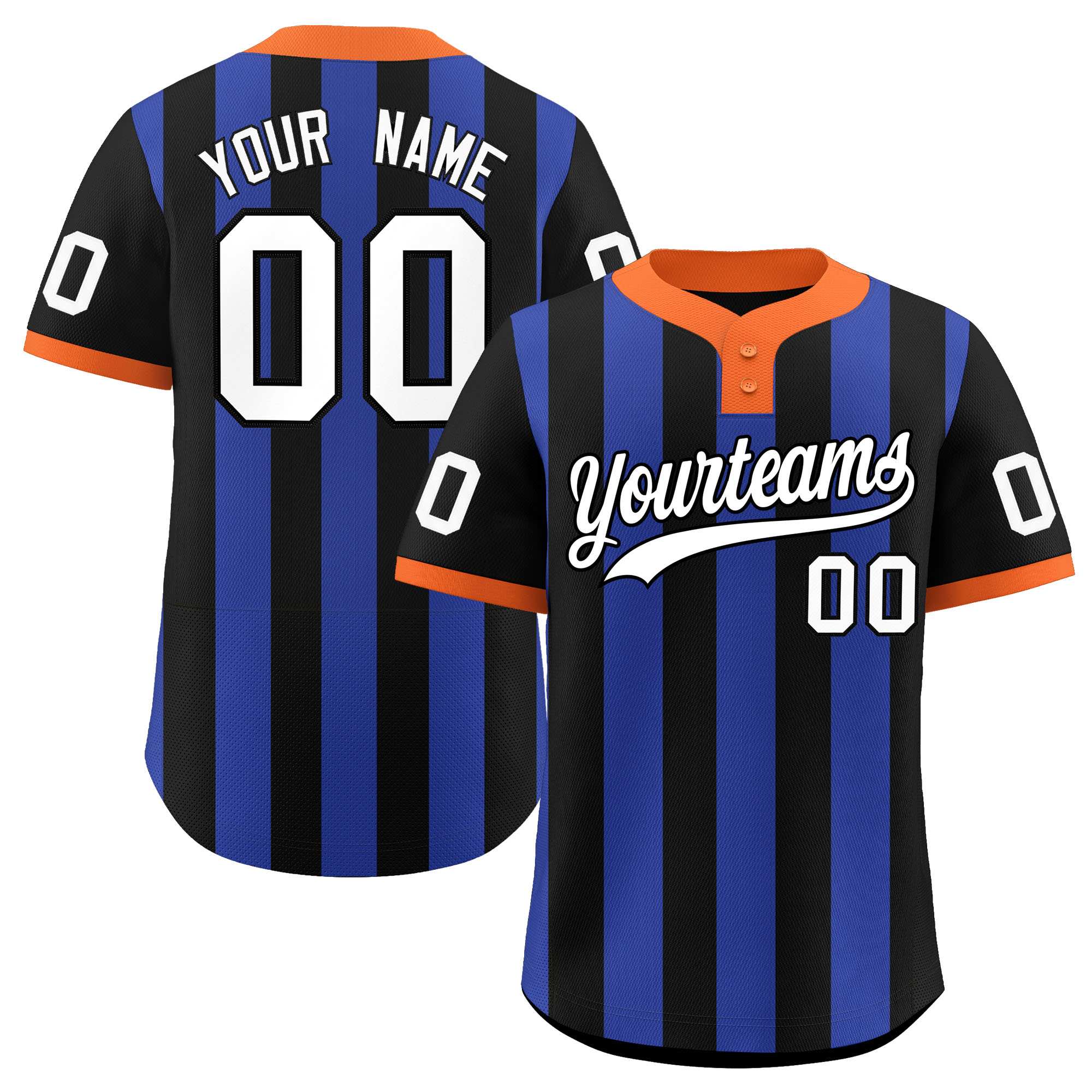 Custom Black Royal Stripe Fashion Authentic Two-Button Softball Jersey