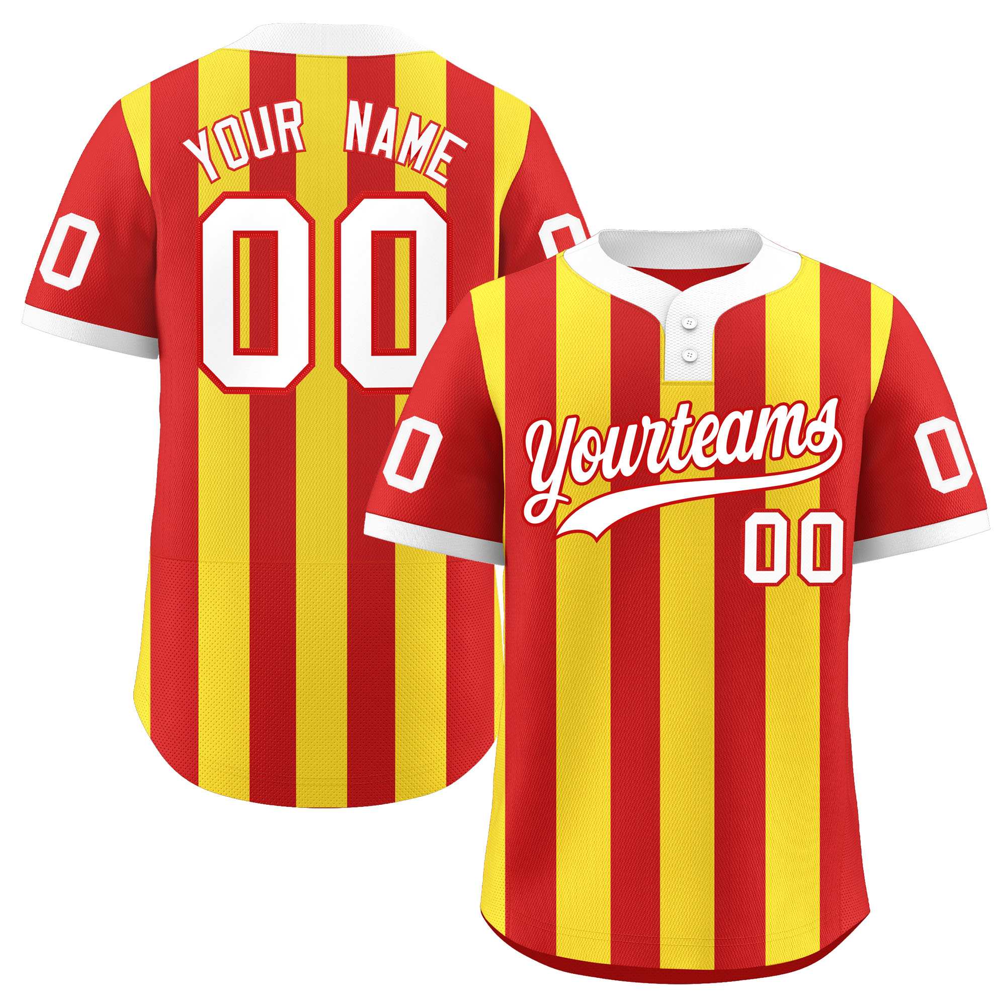 Custom Red Gold Stripe Fashion Authentic Two-Button Softball Jersey