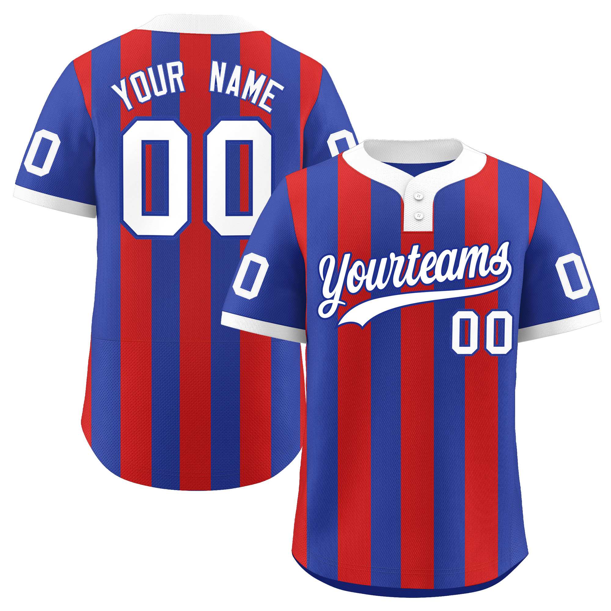 Custom Royal Red Stripe Fashion Authentic Two-Button Softball Jersey