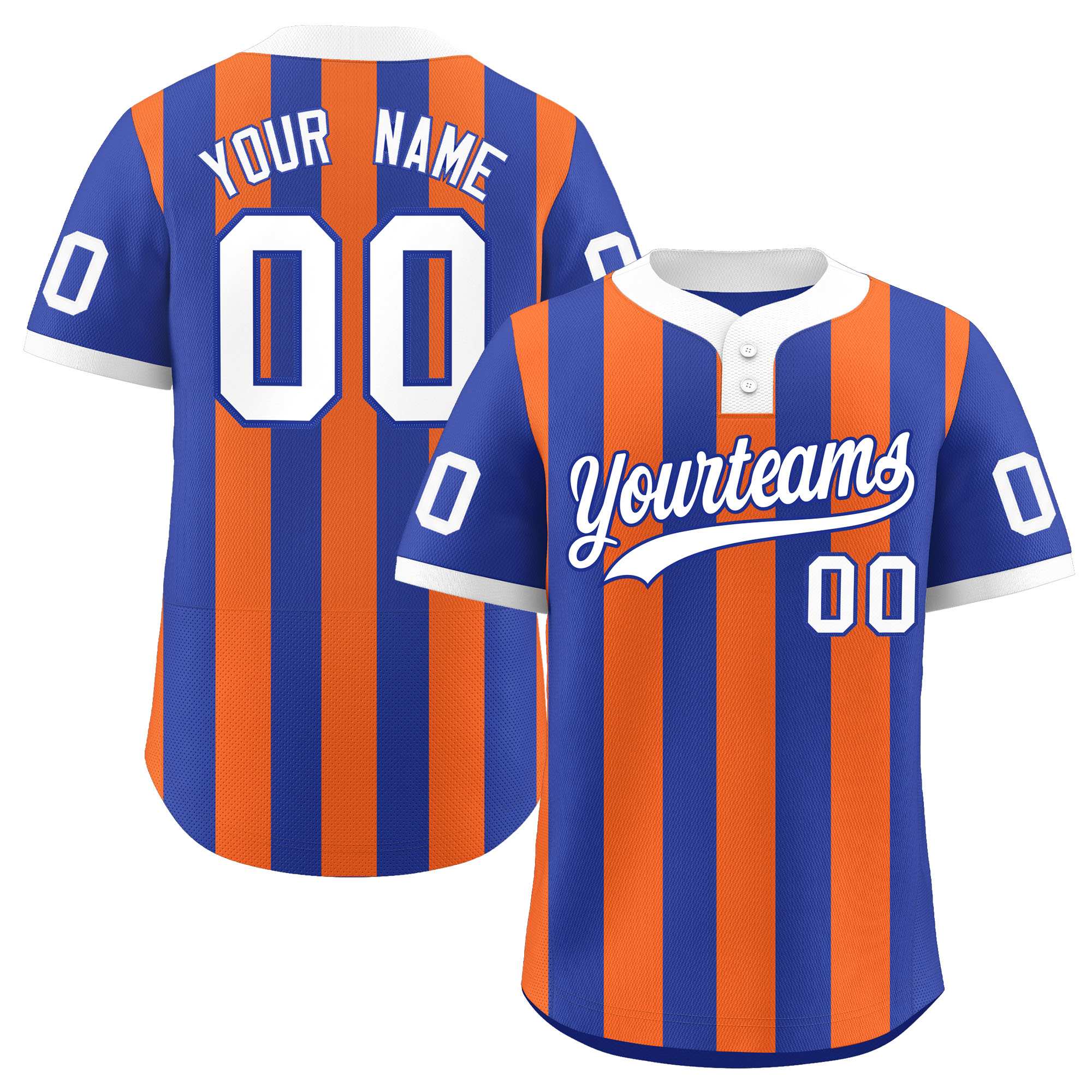 Custom Royal Orange Stripe Fashion Authentic Two-Button Softball Jersey