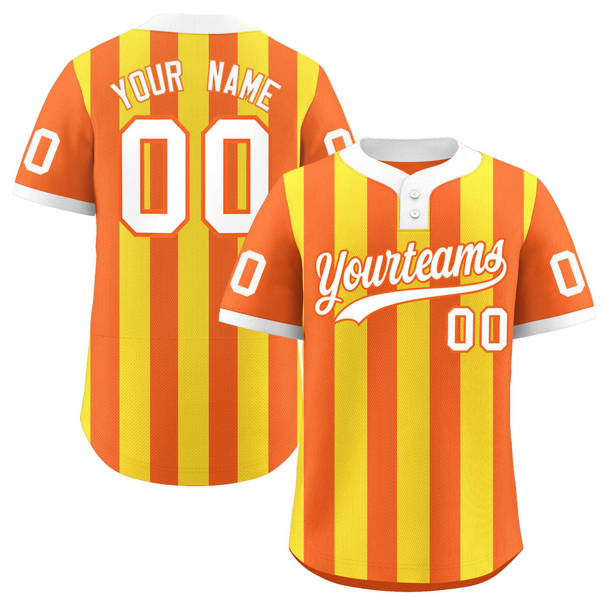 Custom Orange Gold Stripe Fashion Authentic Two-Button Softball Jersey