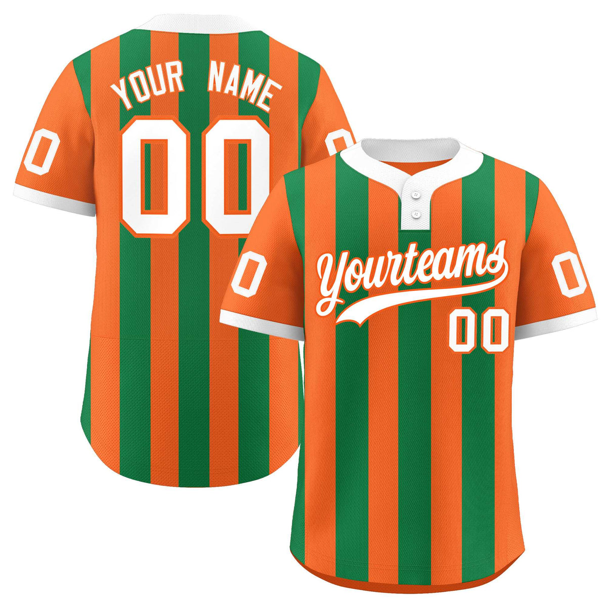 Custom Orange Kelly Green Stripe Fashion Authentic Two-Button Softball Jersey