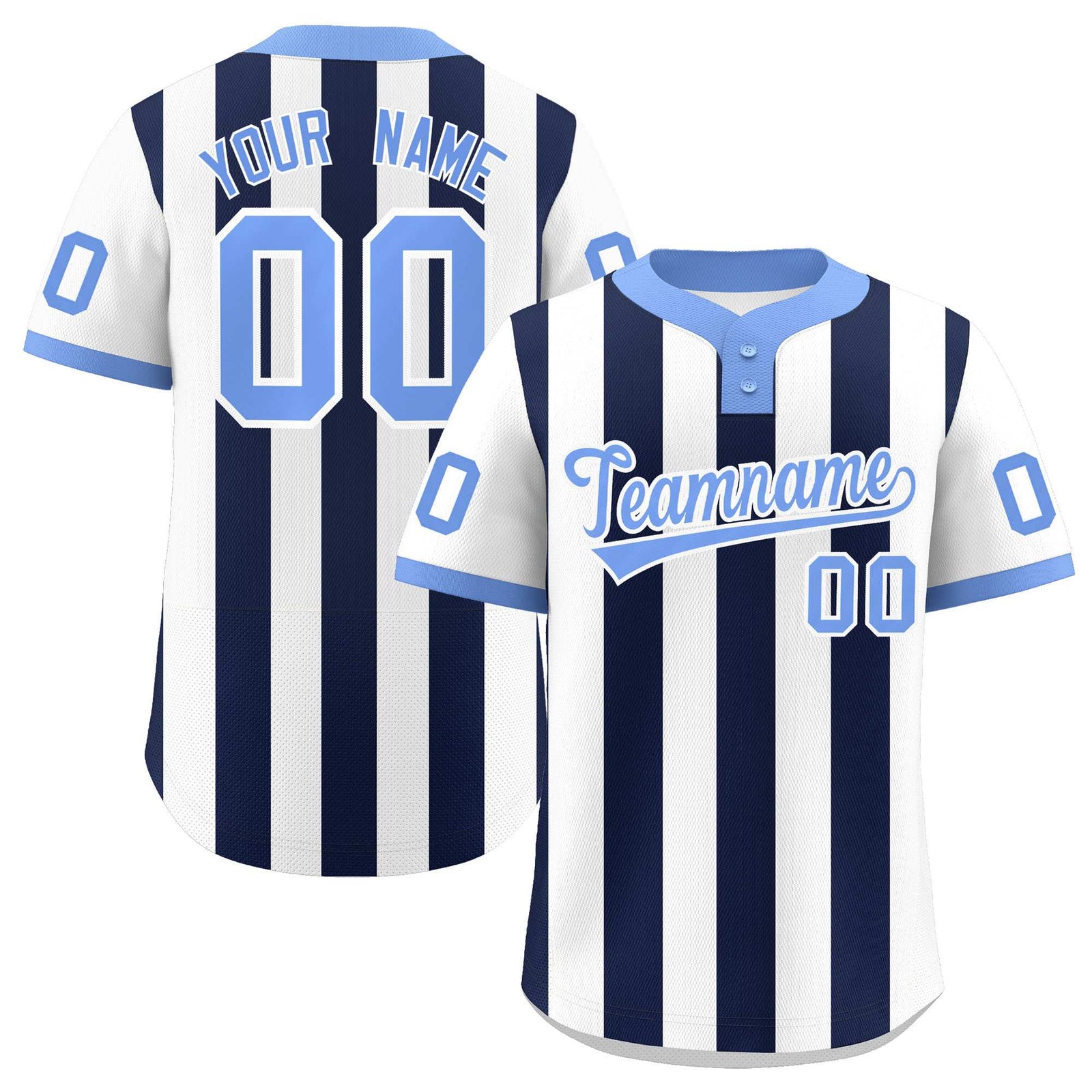 Custom White Navy Stripe Fashion Authentic Two-Button Softball Jersey