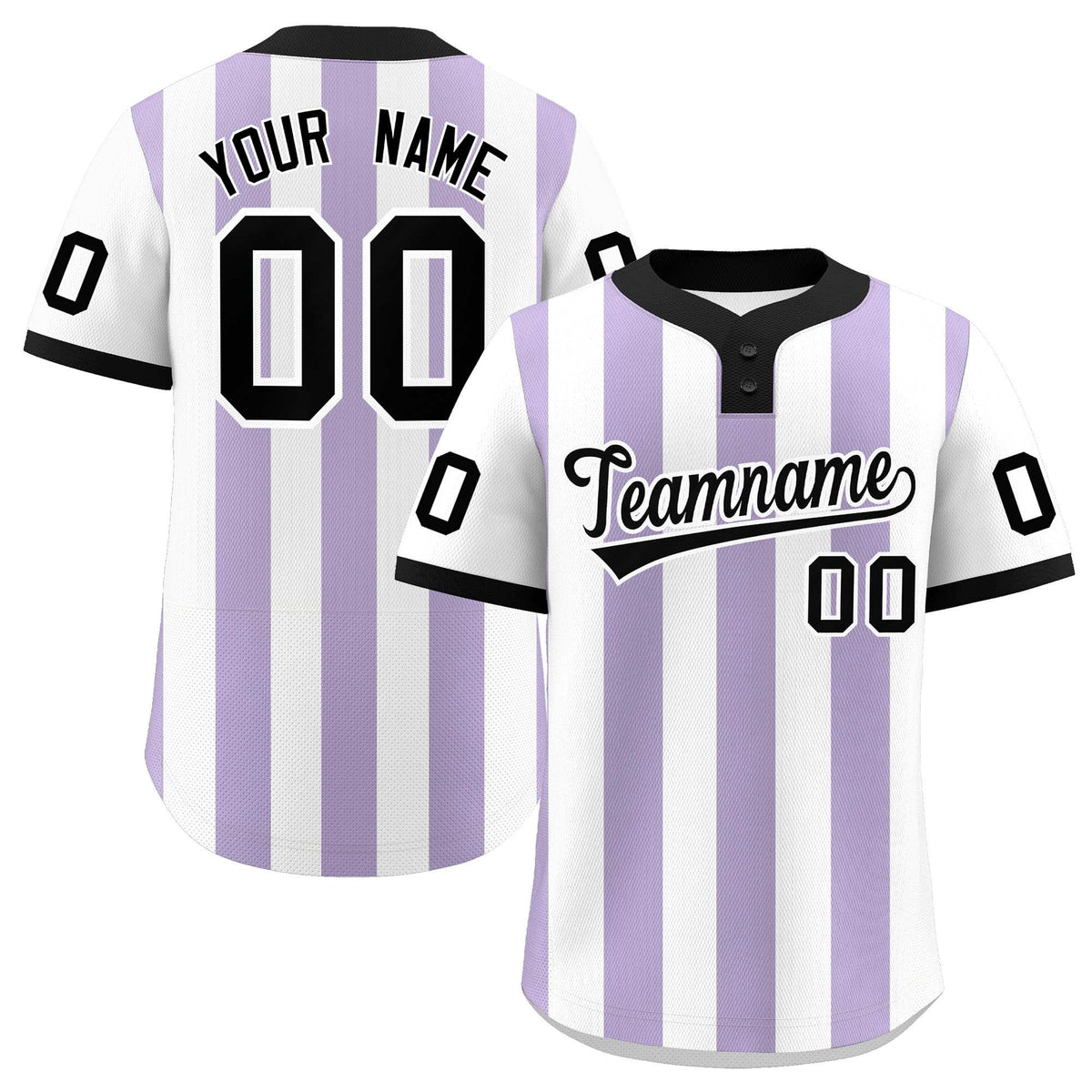 Custom White Light Purple Stripe Fashion Authentic Two-Button Softball Jersey