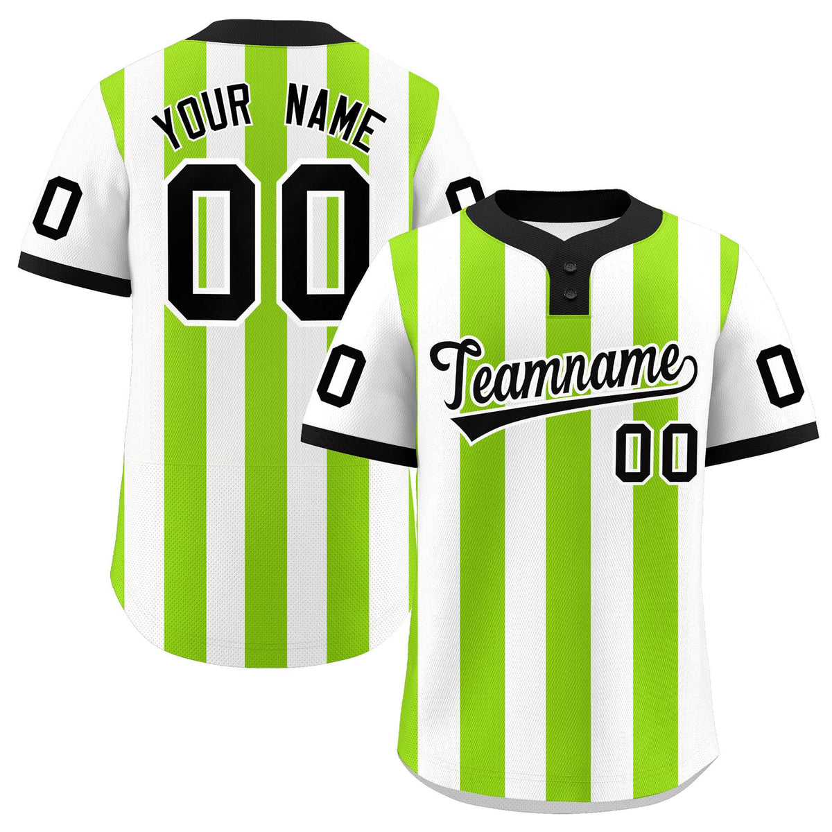 Custom White Neon Green Stripe Fashion Authentic Two-Button Softball Jersey