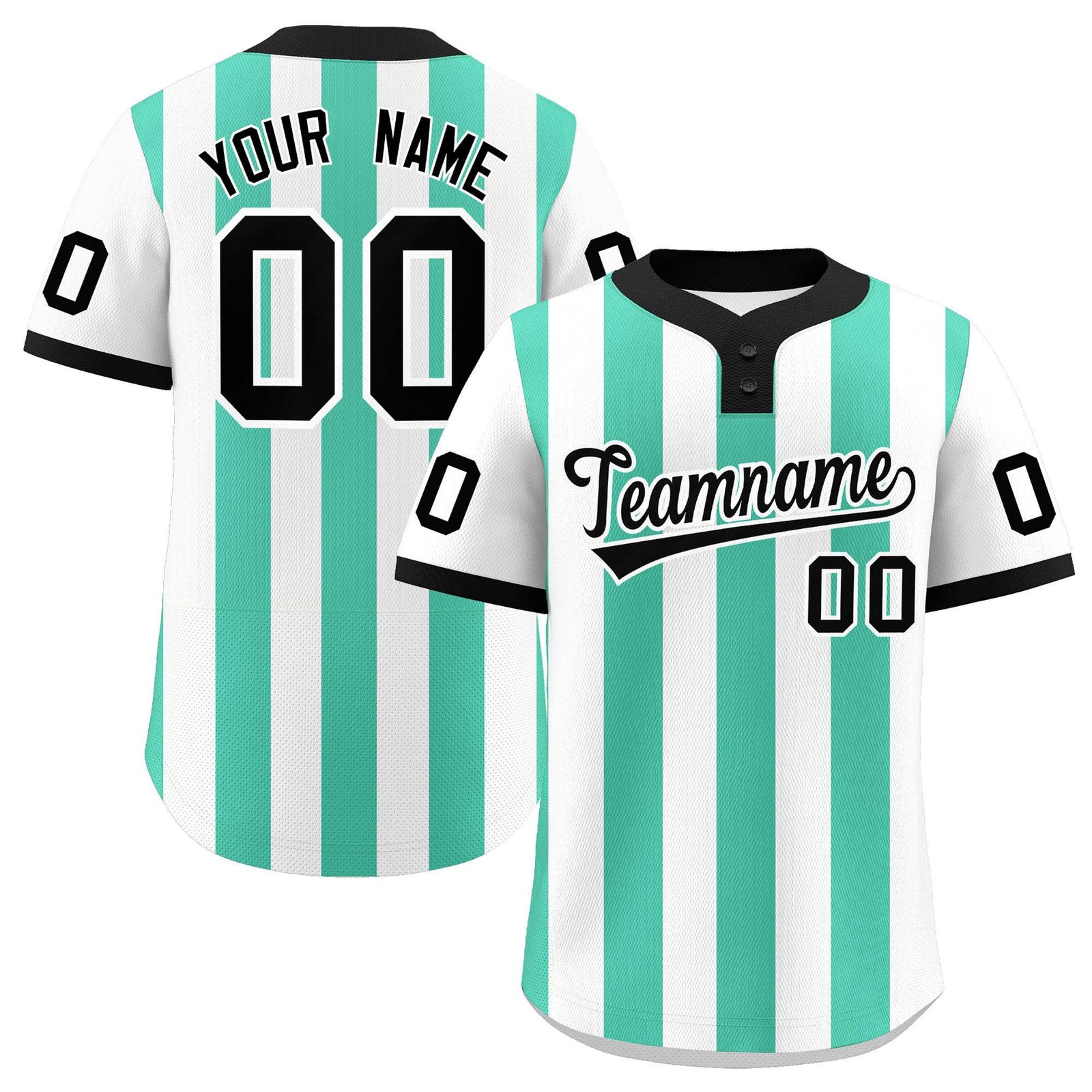 Custom White Bright Green Stripe Fashion Authentic Two-Button Softball Jersey