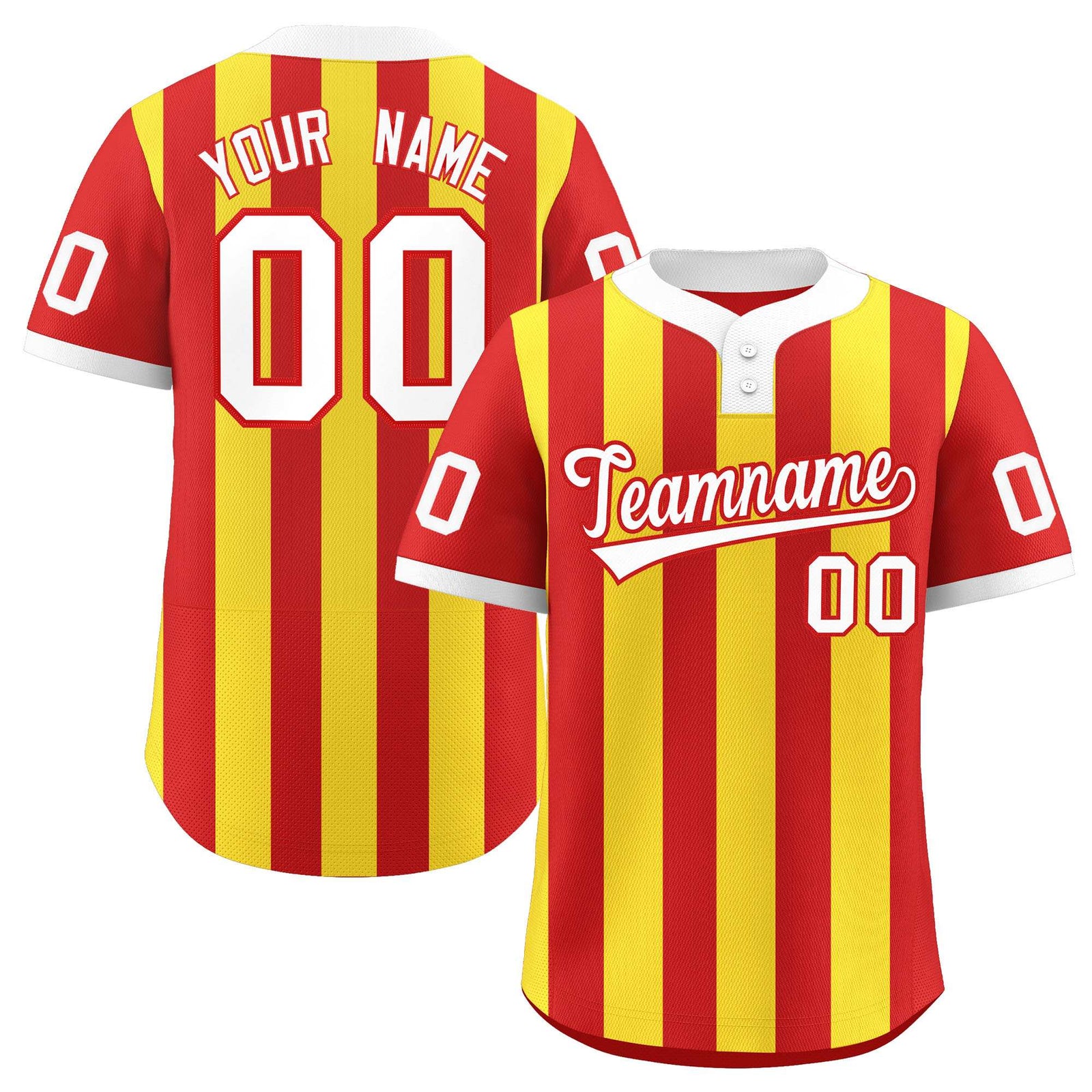 Custom Red Gold Stripe Fashion Authentic Two-Button Softball Jersey