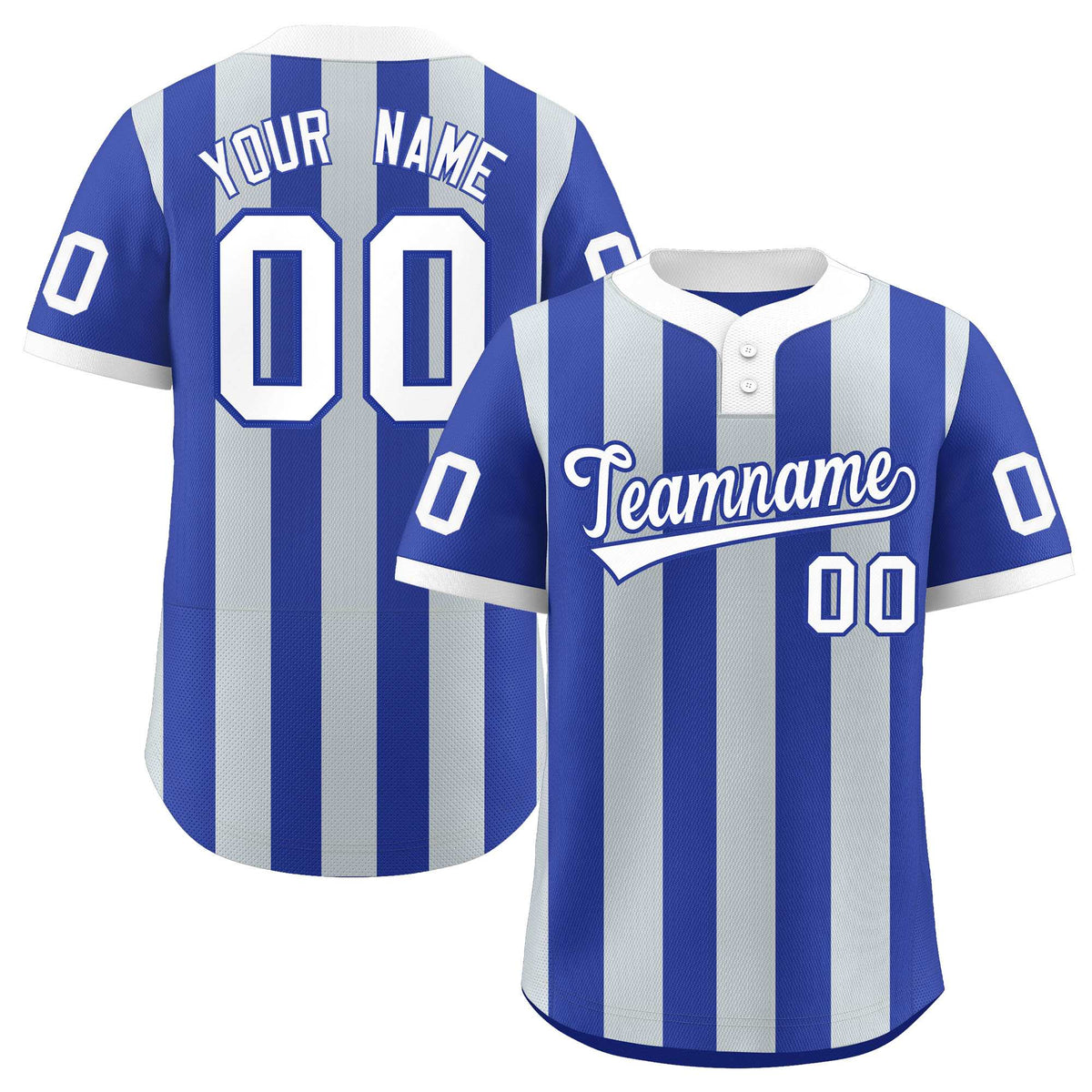 Custom Royal Silver Stripe Fashion Authentic Two-Button Softball Jersey