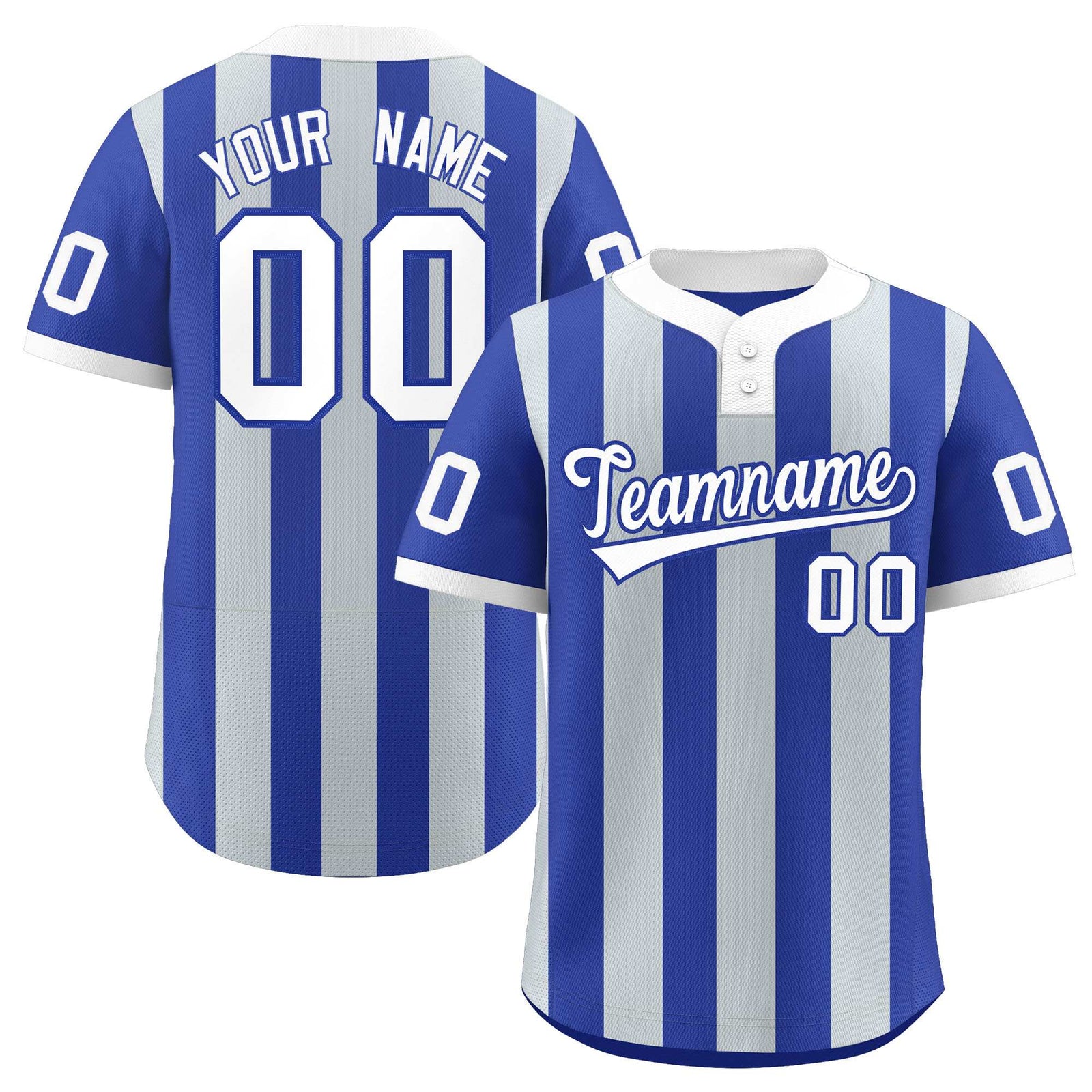 Custom Royal Silver Stripe Fashion Authentic Two-Button Softball Jersey