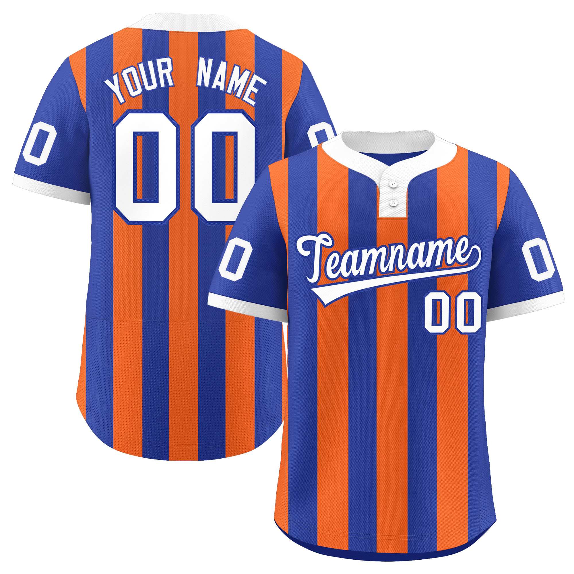 Custom Royal Orange Stripe Fashion Authentic Two-Button Softball Jersey