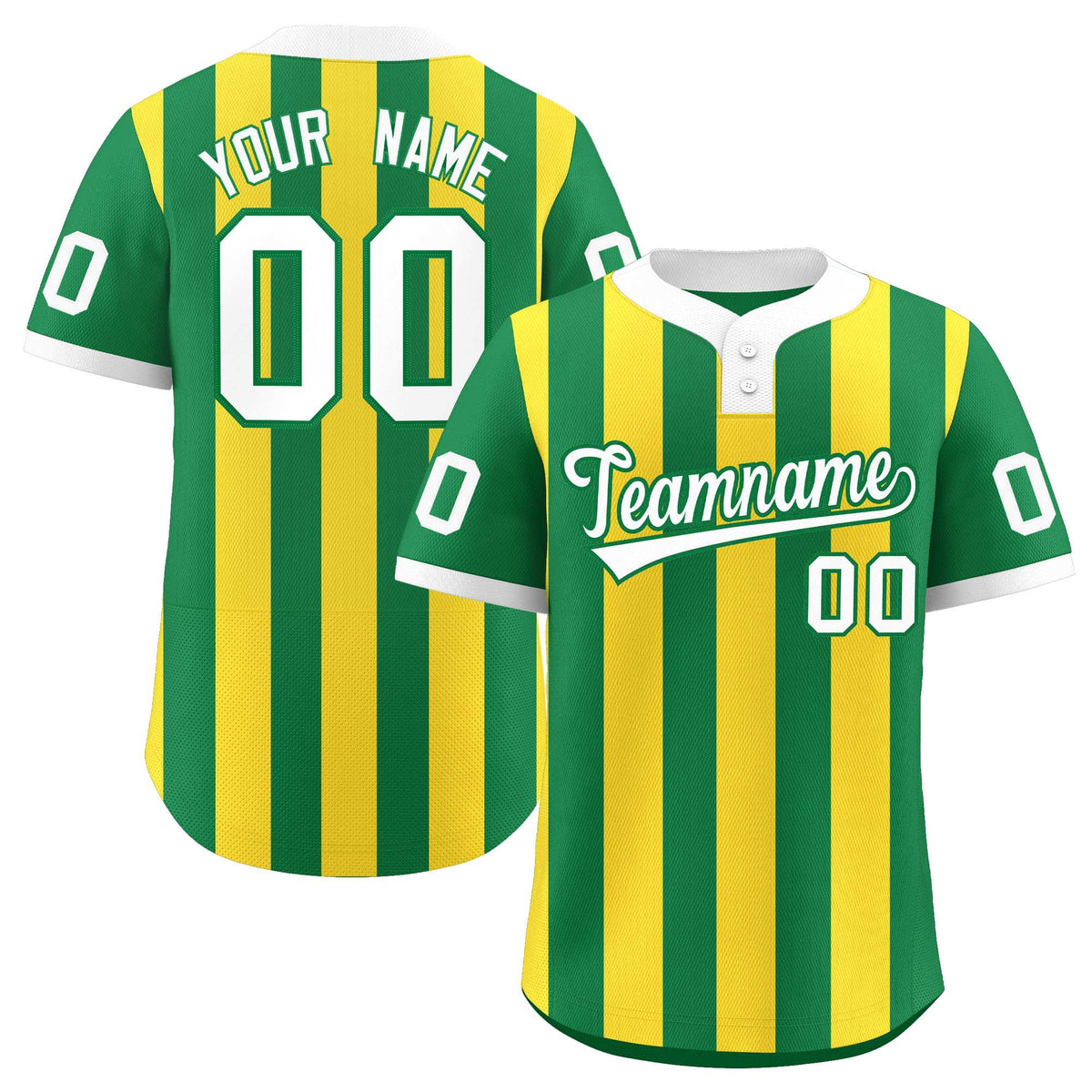 Custom Kelly Green Gold Stripe Fashion Authentic Two-Button Softball Jersey