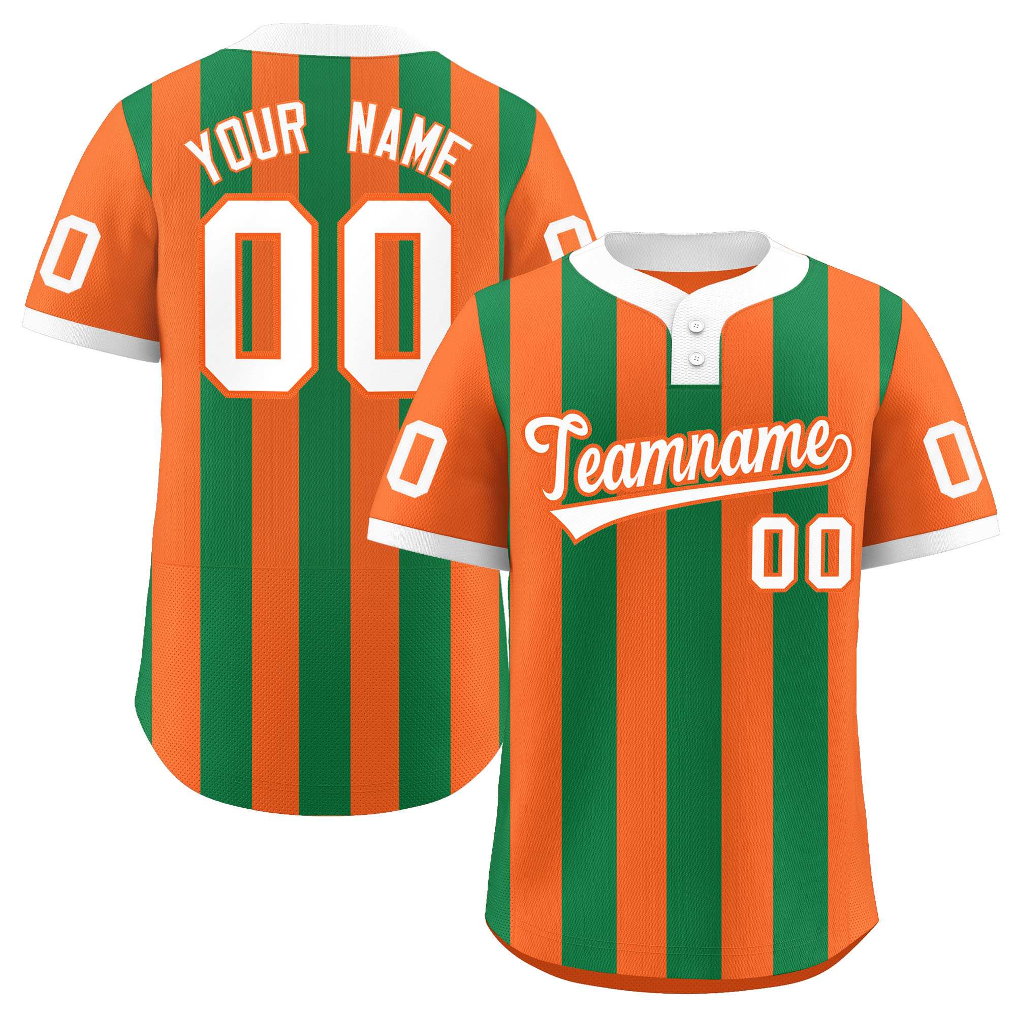 Custom Orange Kelly Green Stripe Fashion Authentic Two-Button Softball Jersey