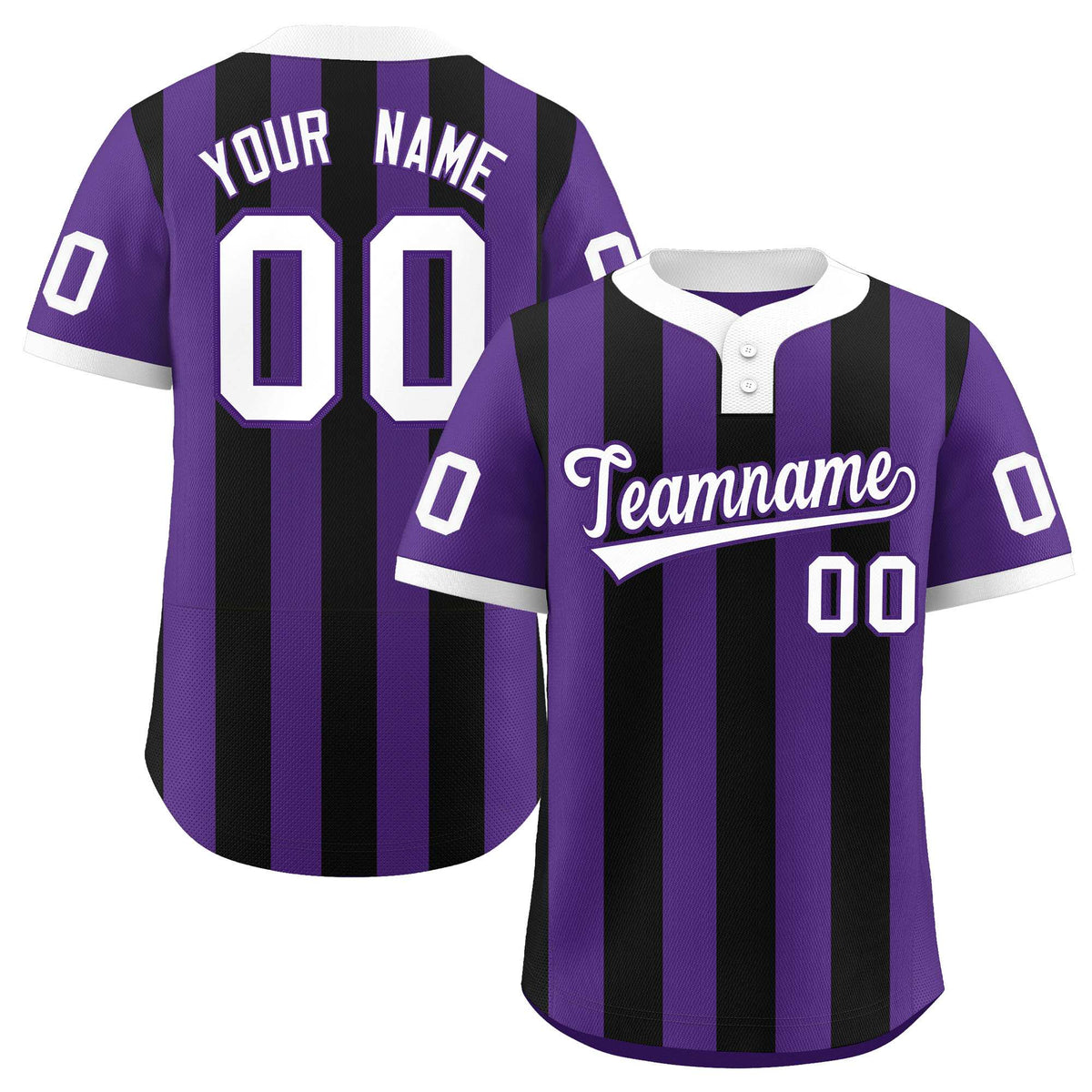 Custom Purple Black Stripe Fashion Authentic Two-Button Softball Jersey