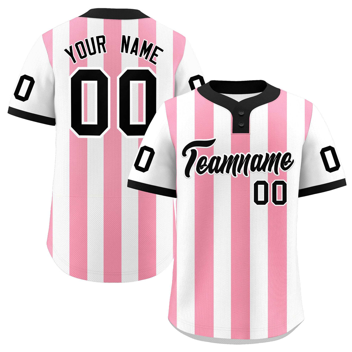 Custom White Light Pink Stripe Fashion Authentic Two-Button Softball Jersey