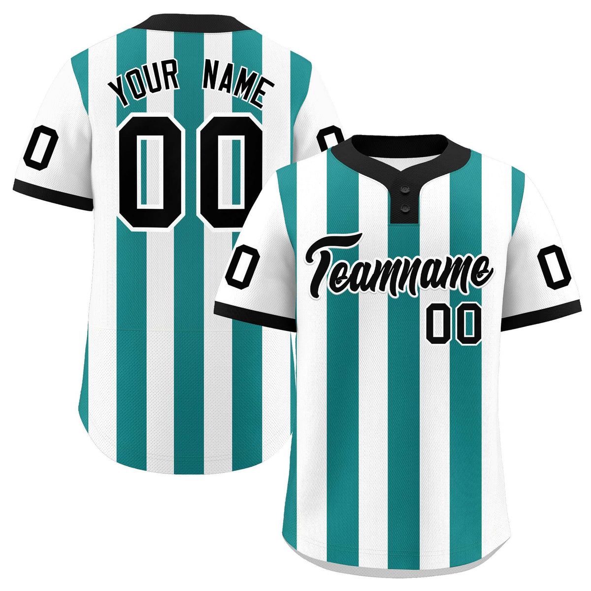 Custom White Aqua Stripe Fashion Authentic Two-Button Softball Jersey
