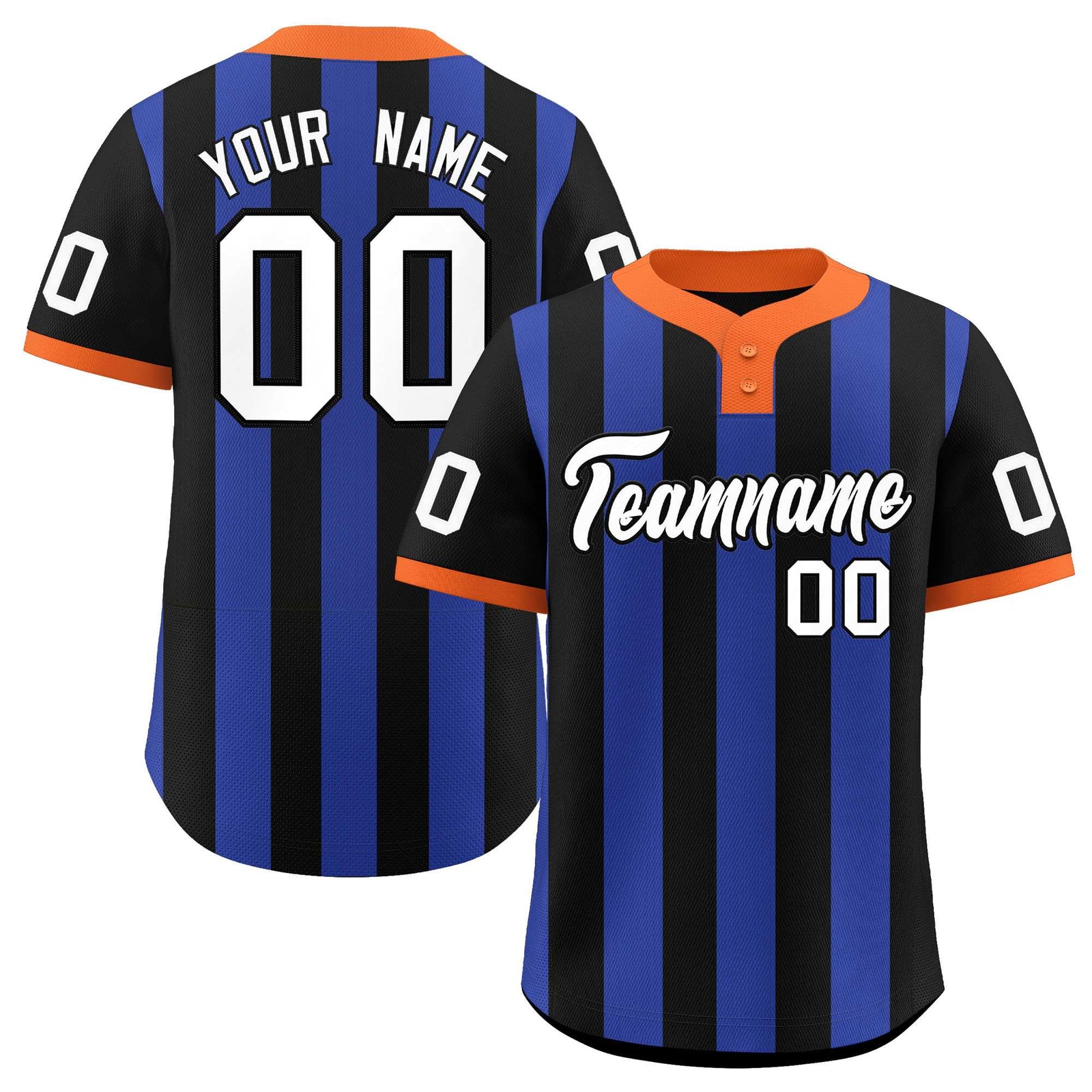 Custom Black Royal Stripe Fashion Authentic Two-Button Softball Jersey