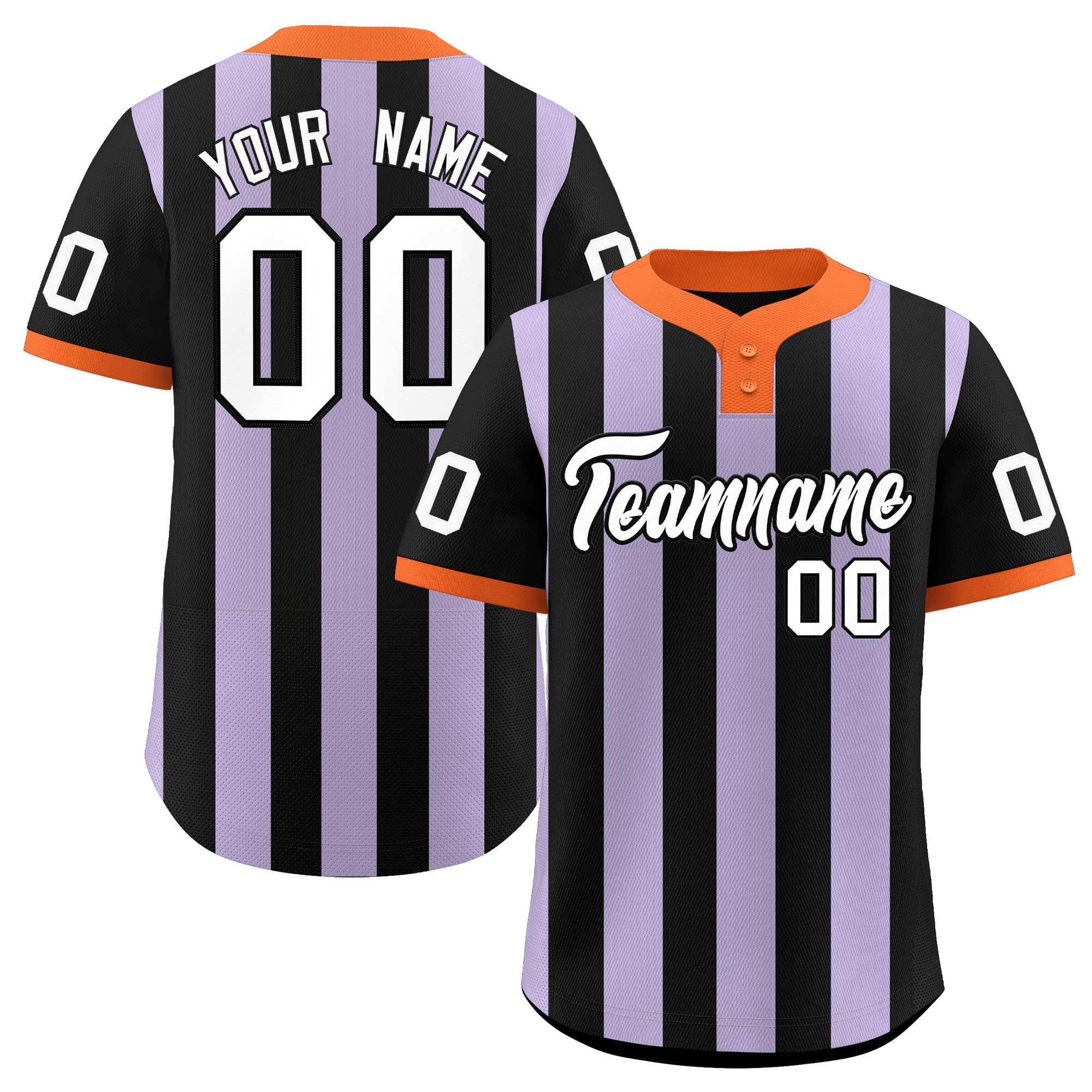 Custom Black Light Purple Stripe Fashion Authentic Two-Button Softball Jersey