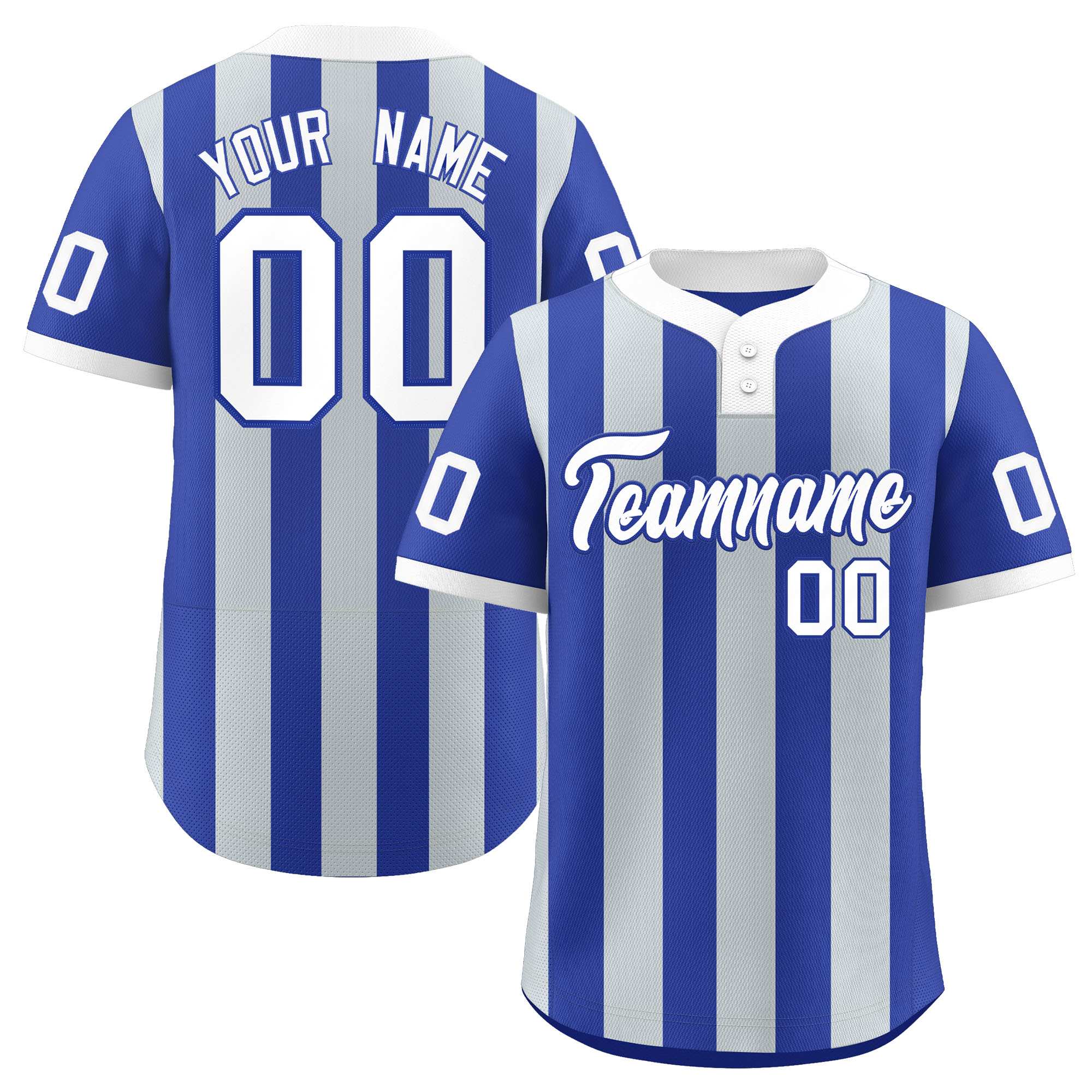 Custom Royal Silver Stripe Fashion Authentic Two-Button Softball Jersey