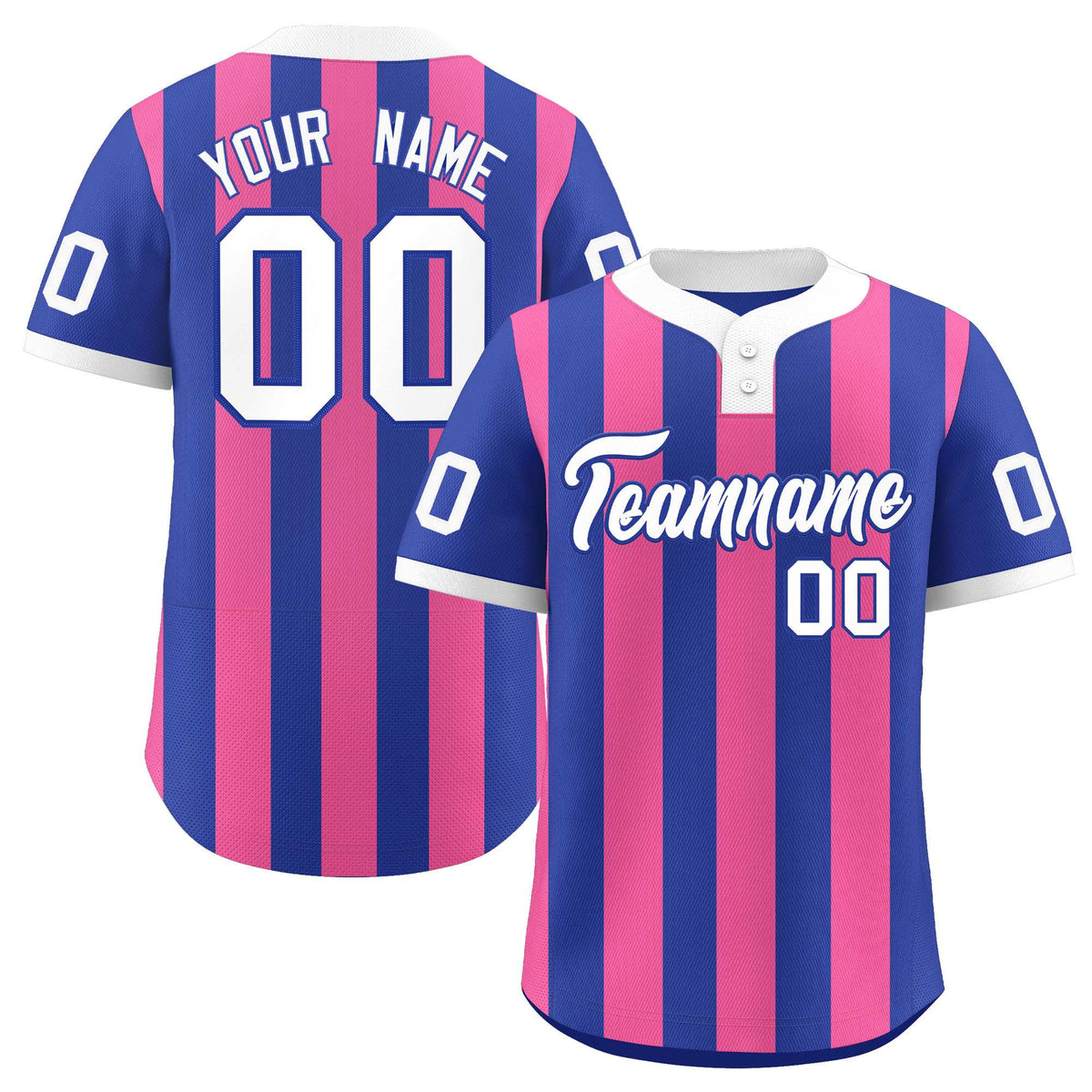Custom Royal Pink Stripe Fashion Authentic Two-Button Softball Jersey