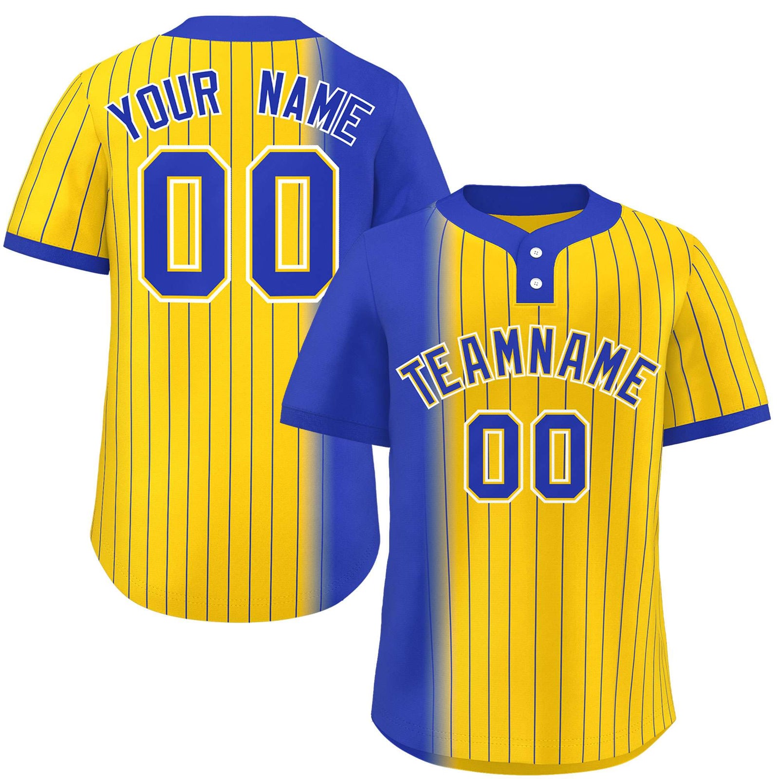 Custom Royal Gold Gradient Stripe Fashion Authentic Two-Button Softball Jersey