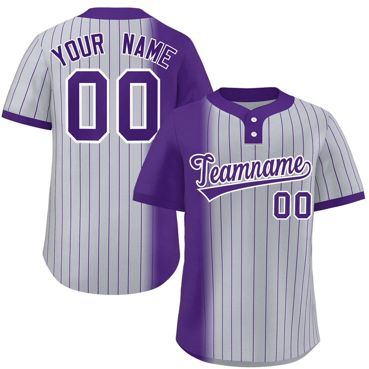 Custom Purple Gray Gradient Stripe Fashion Authentic Two-Button Softball Jersey