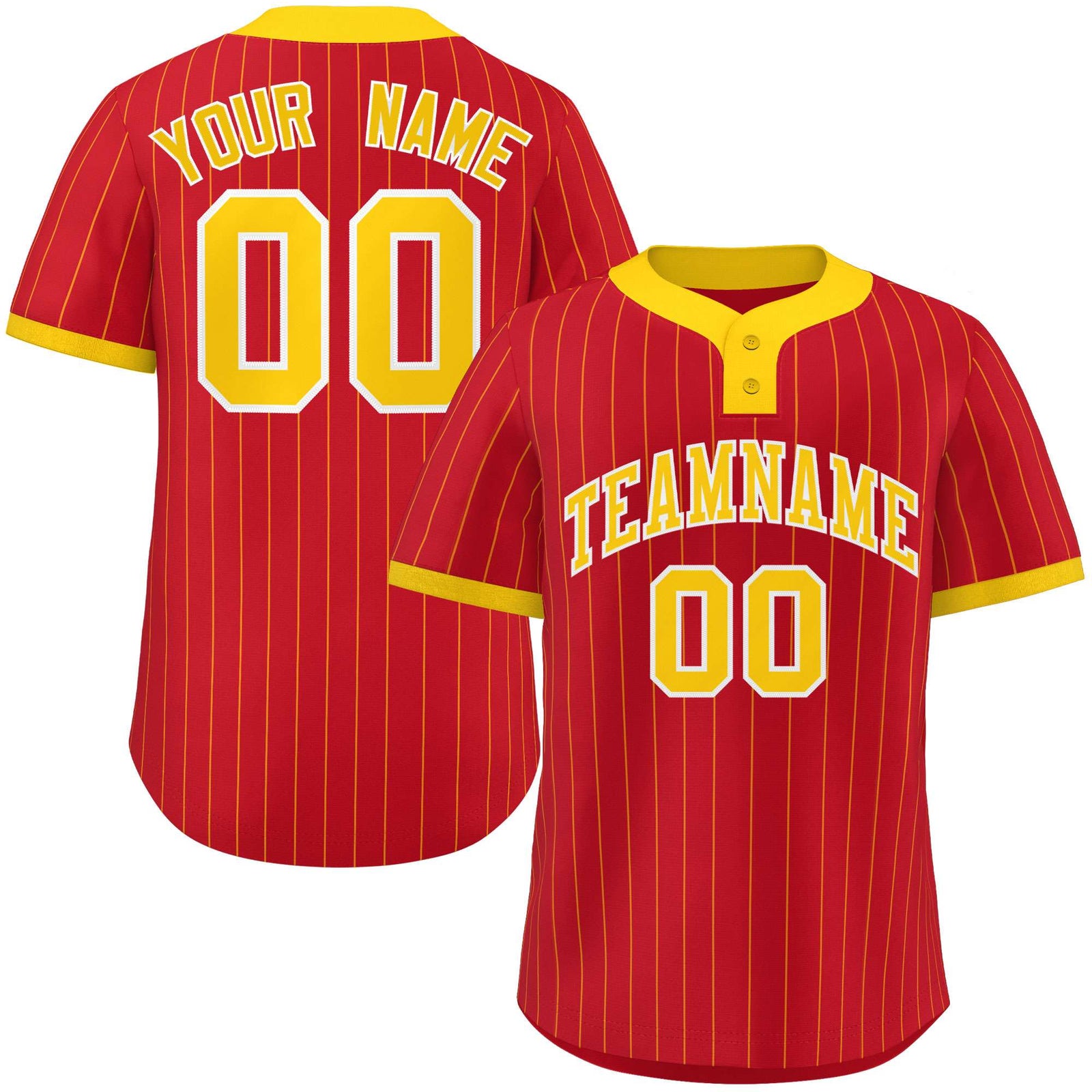 Custom Red Gold Stripe Fashion Authentic Two-Button Softball Jersey