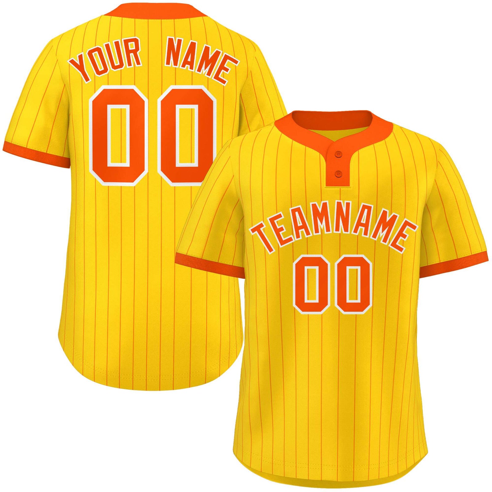Custom Gold Orange Stripe Fashion Authentic Two-Button Softball Jersey