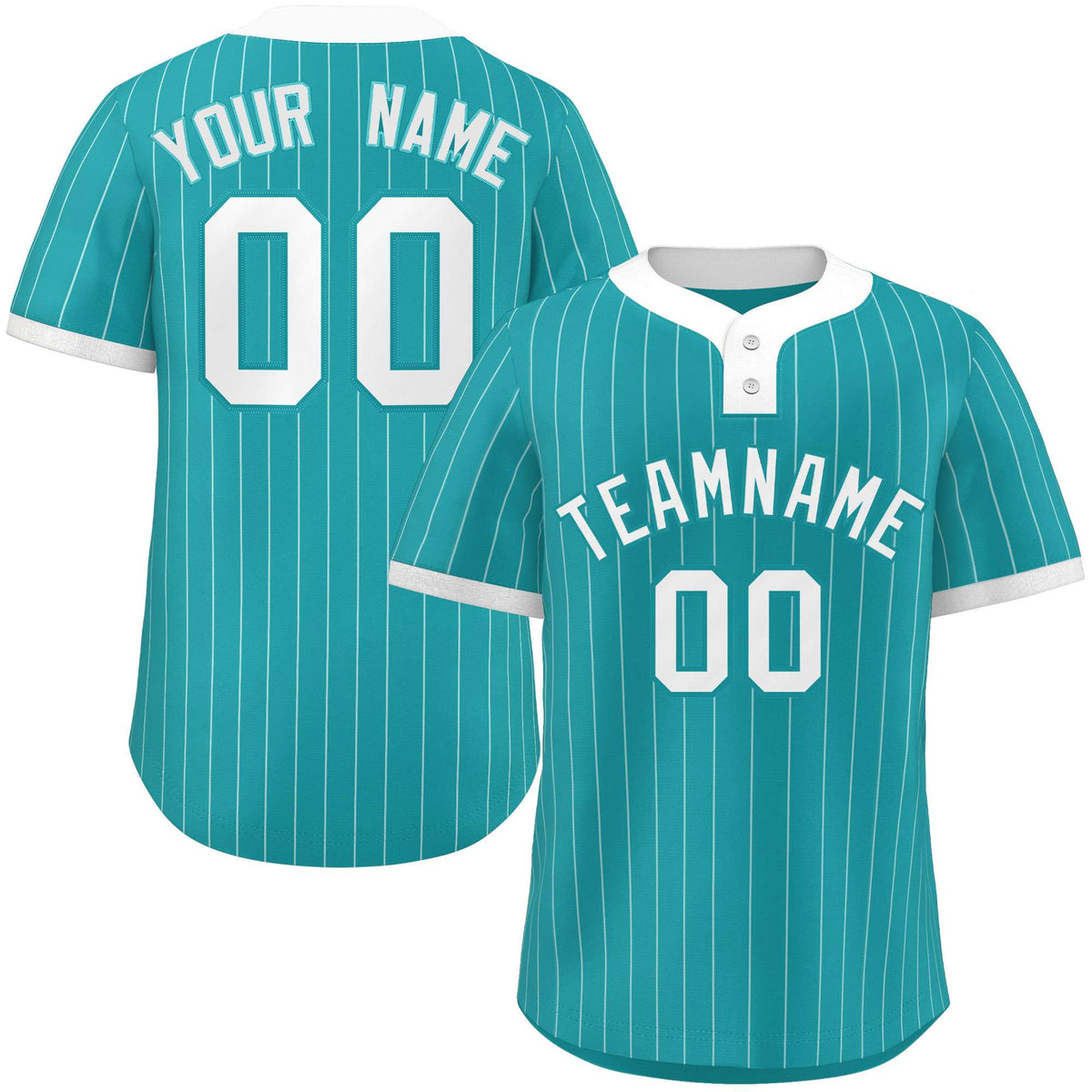 Custom Aqua White Stripe Fashion Authentic Two-Button Softball Jersey